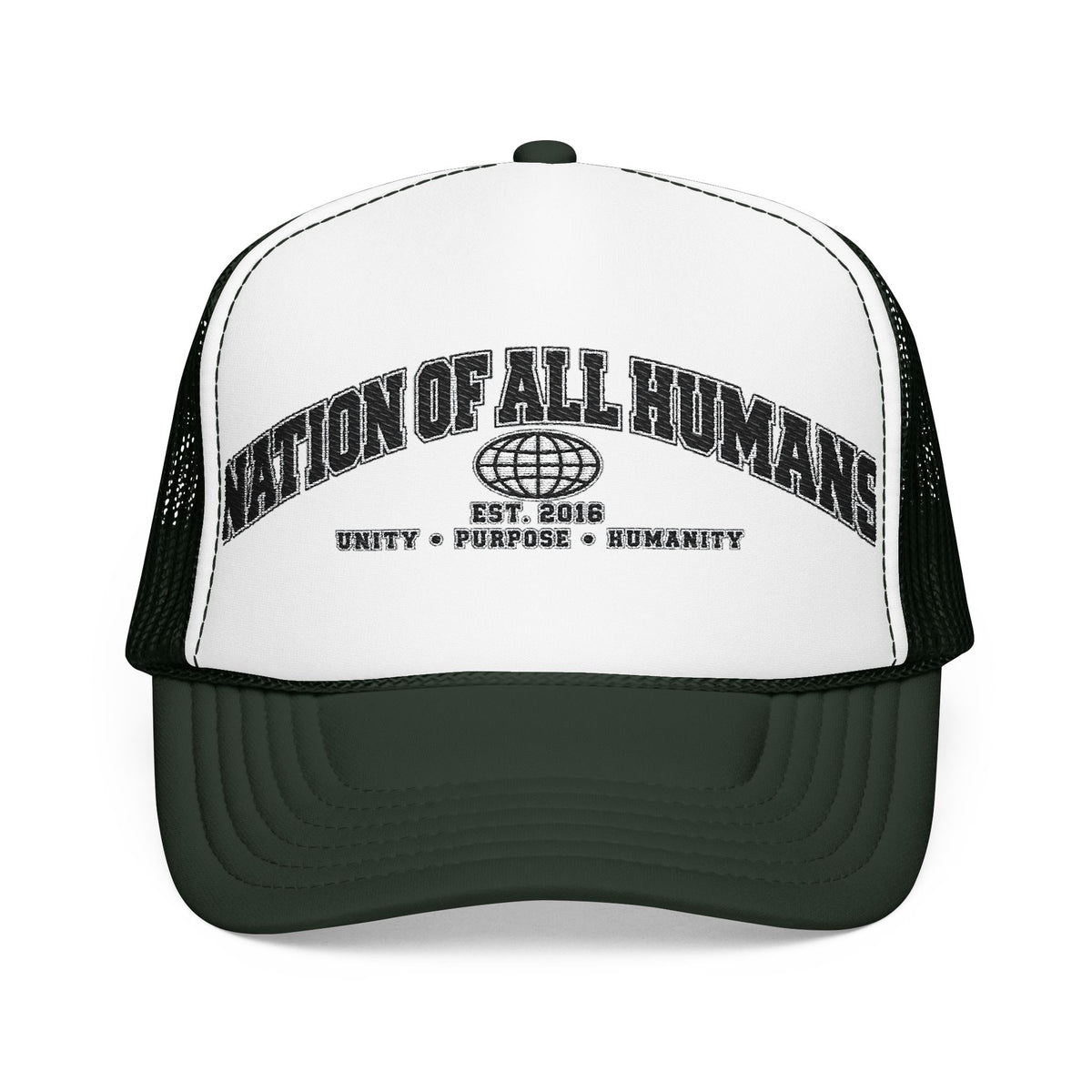 Nation of All Humans™ Foam Trucker Hat – Retro Globe Mesh Foam Cap