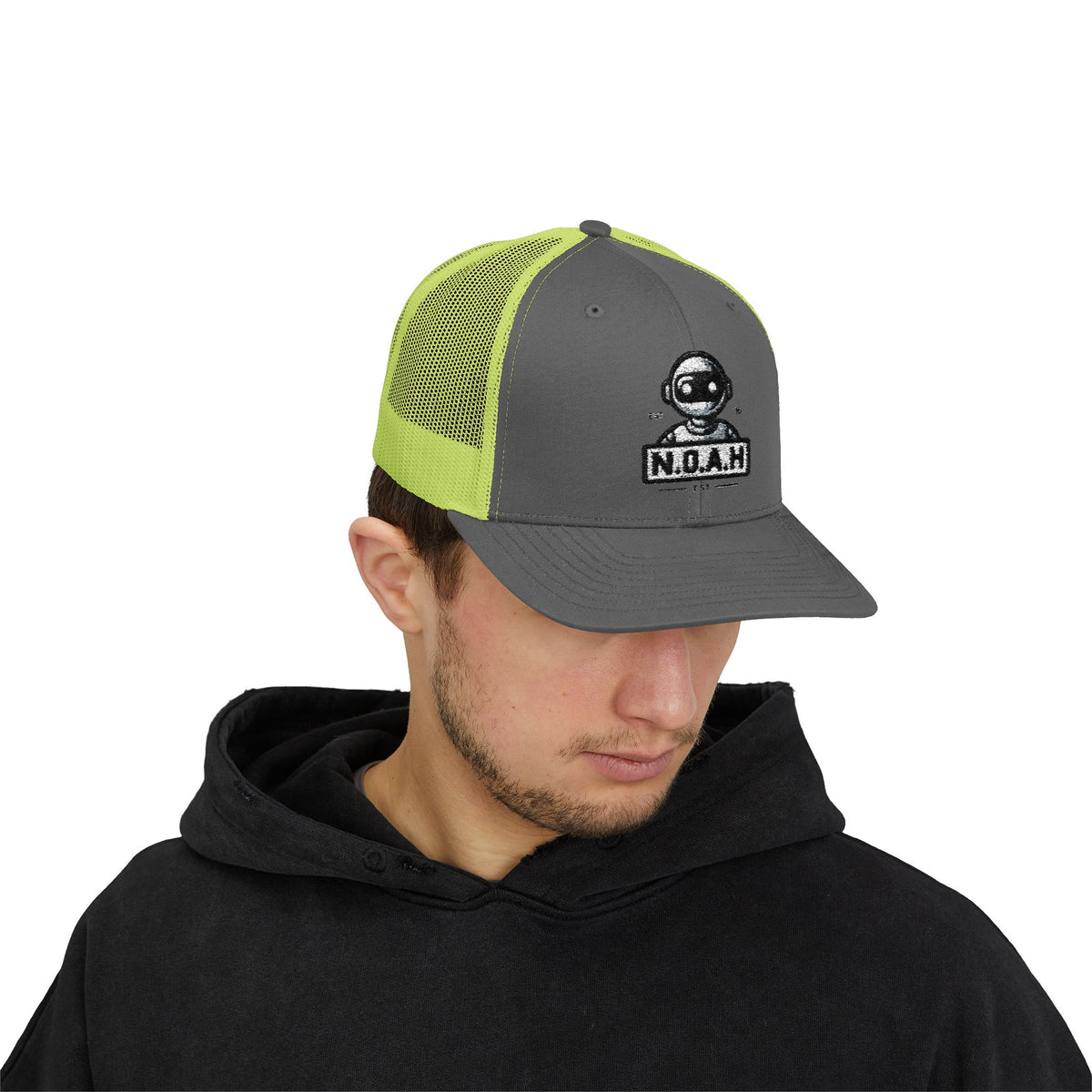 N.O.A.H™ Trucker Cap — Retro Robot 'NOAH' Embroidered Snapback
