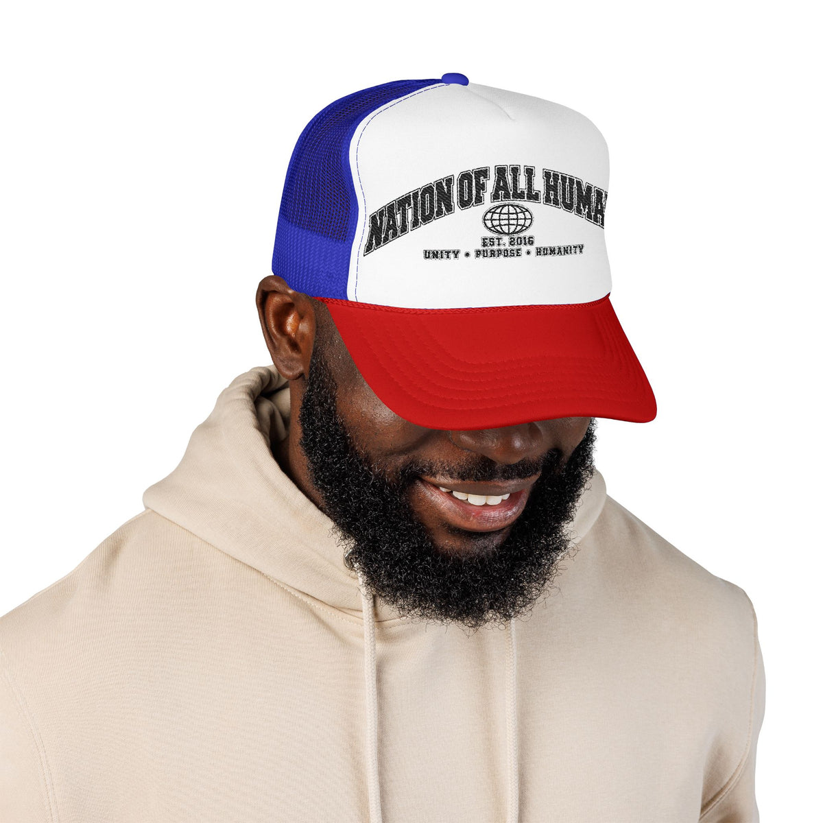 Nation of All Humans™ Foam Trucker Hat – Retro Globe Mesh Foam Cap