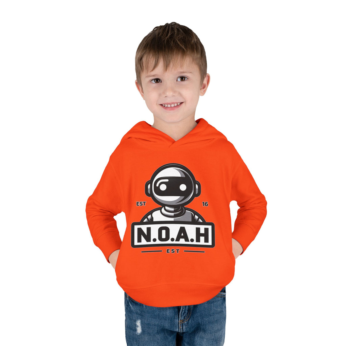 N.O.A.H™ Robot Kids Hoodie — Toddler Pullover with Logo front & Back 'Nation of All Humans' Graphic