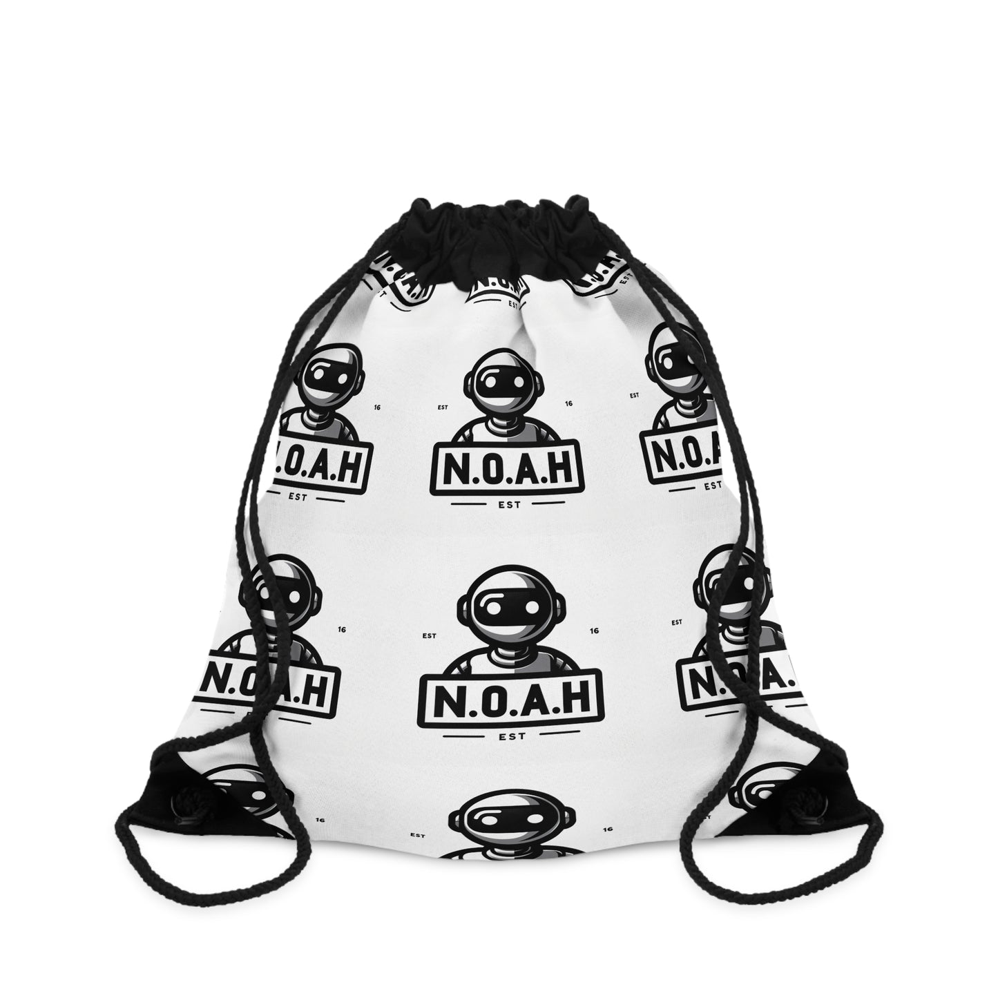 N.O.A.H™ Logo Drawstring Bag — Retro Space Helmet Gym Sack