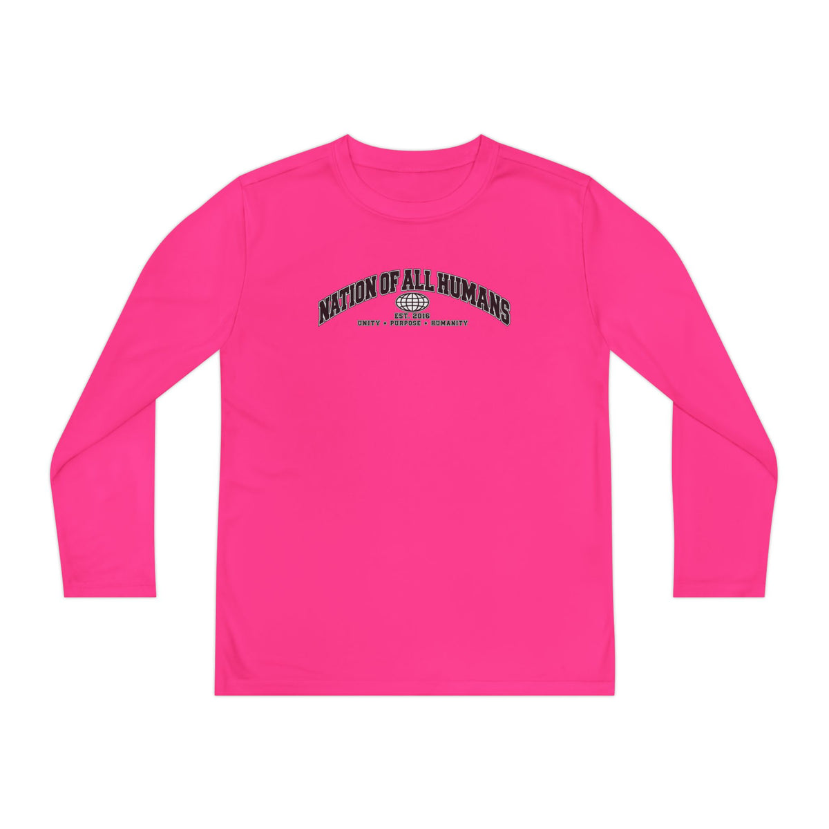 Youth Long Sleeve Tee — Nation of All Humans™ Team Number 26 Personalized Back print