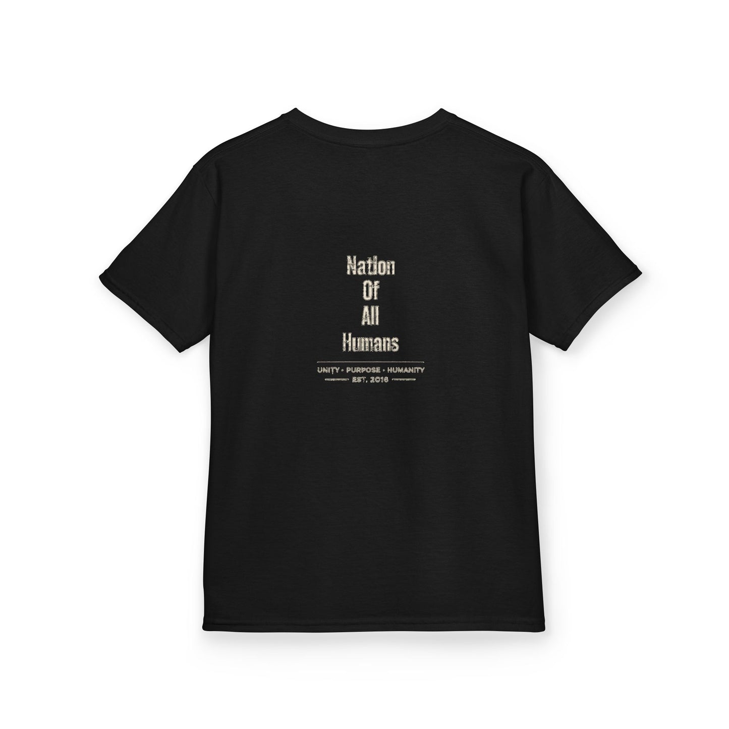 Kids N.O.A.H™ '' FIRST ''Robot Tee — "Nation Of All Humans" Back Print
