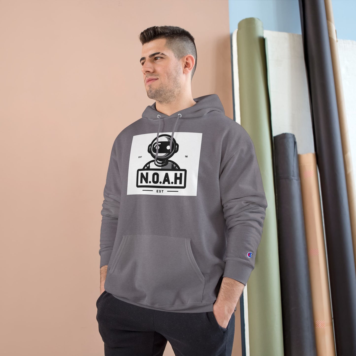 N.O.A.H™ Robot Head Hoodie — Vintage Space Logo Champion Pullover