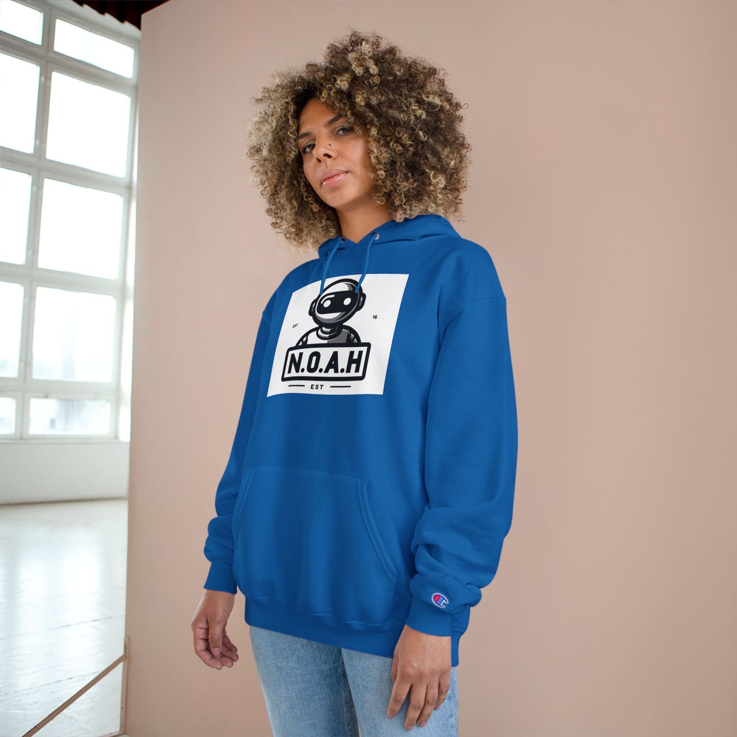 N.O.A.H™ Robot Head Hoodie — Vintage Space Logo Champion Pullover