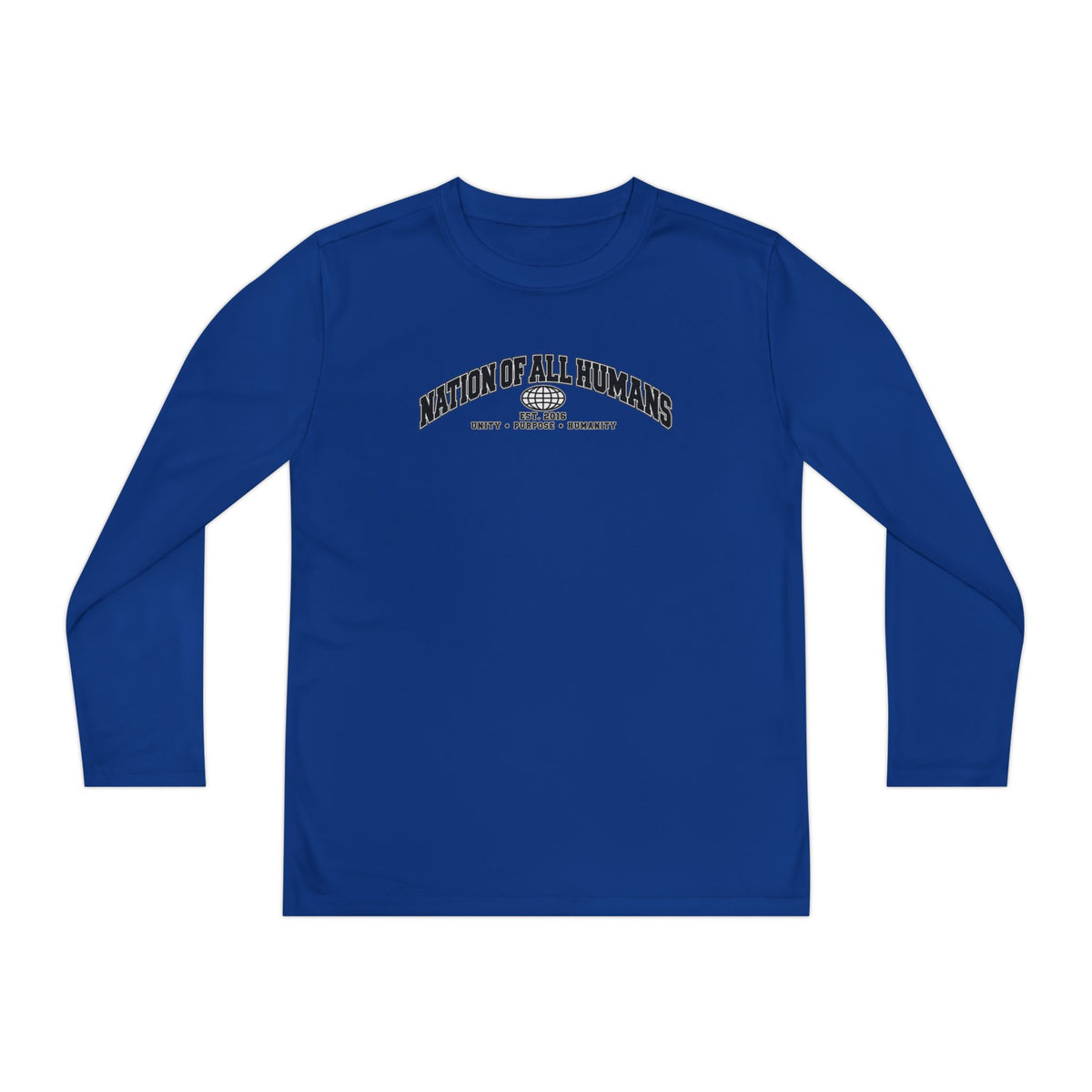 Youth Long Sleeve Tee — Nation of All Humans™ Team Number 26 Personalized Back print
