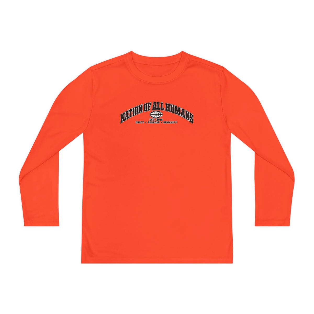 Youth Long Sleeve Tee — Nation of All Humans™ Team Number 26 Personalized Back print