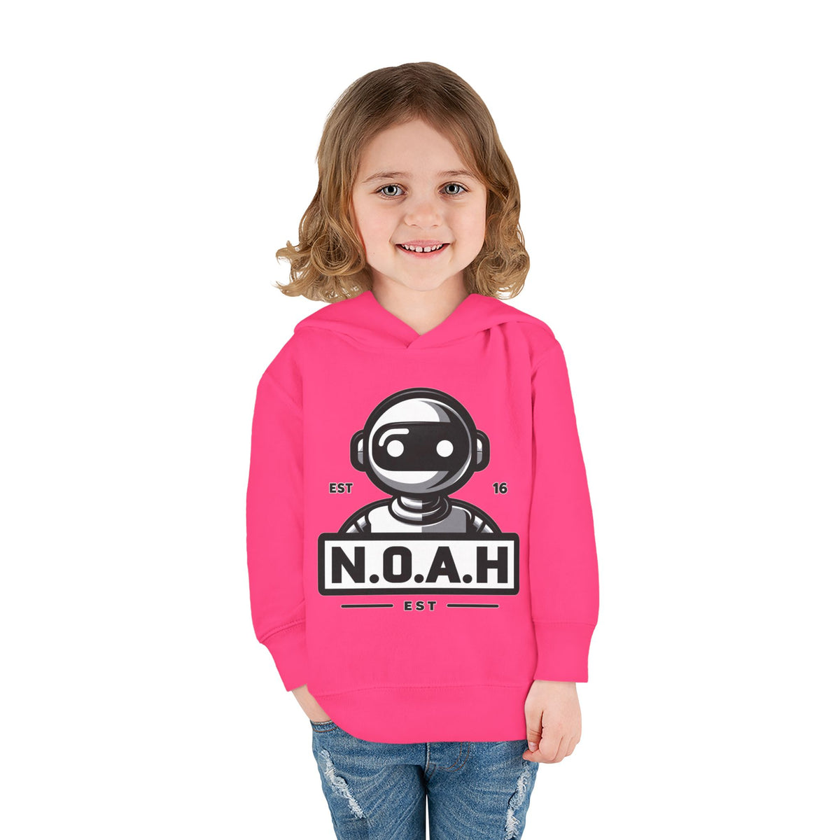 N.O.A.H™ Robot Kids Hoodie — Toddler Pullover with Logo front & Back 'Nation of All Humans' Graphic