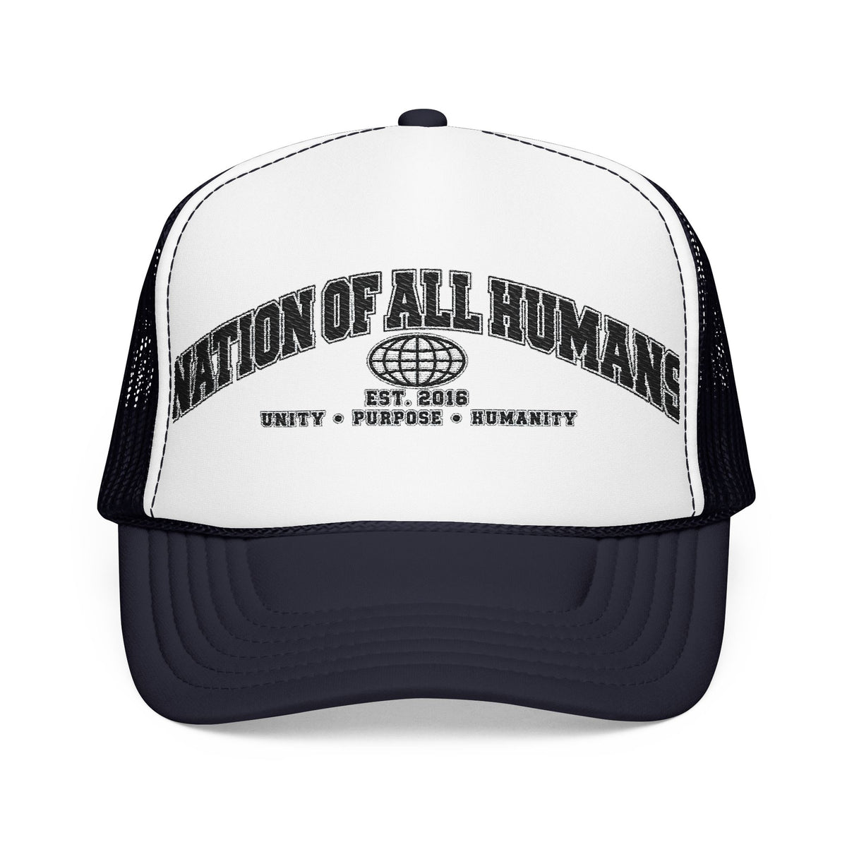 Nation of All Humans™ Foam Trucker Hat – Retro Globe Mesh Foam Cap