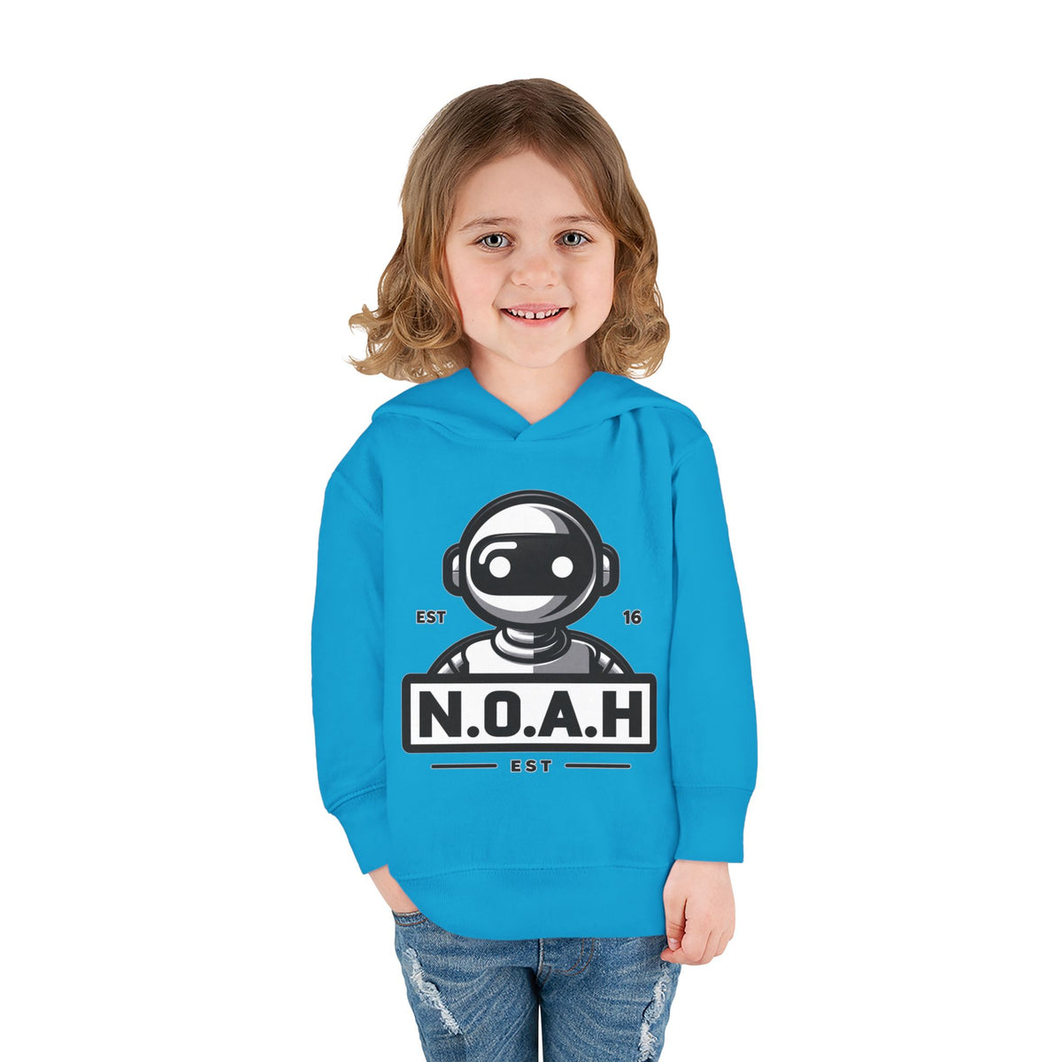 N.O.A.H™ Robot Kids Hoodie — Toddler Pullover with Logo front & Back 'Nation of All Humans' Graphic