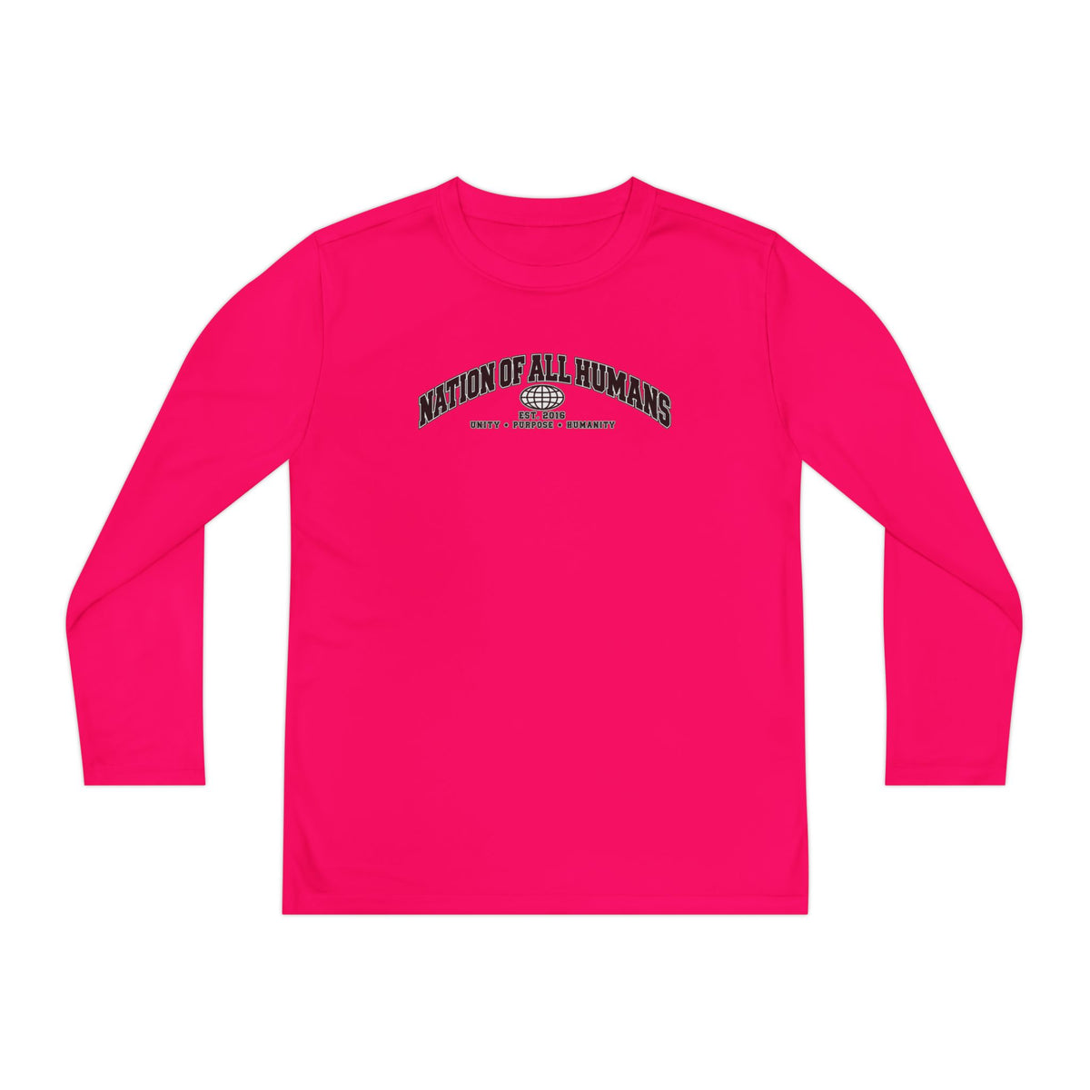 Youth Long Sleeve Tee — Nation of All Humans™ Team Number 26 Personalized Back print