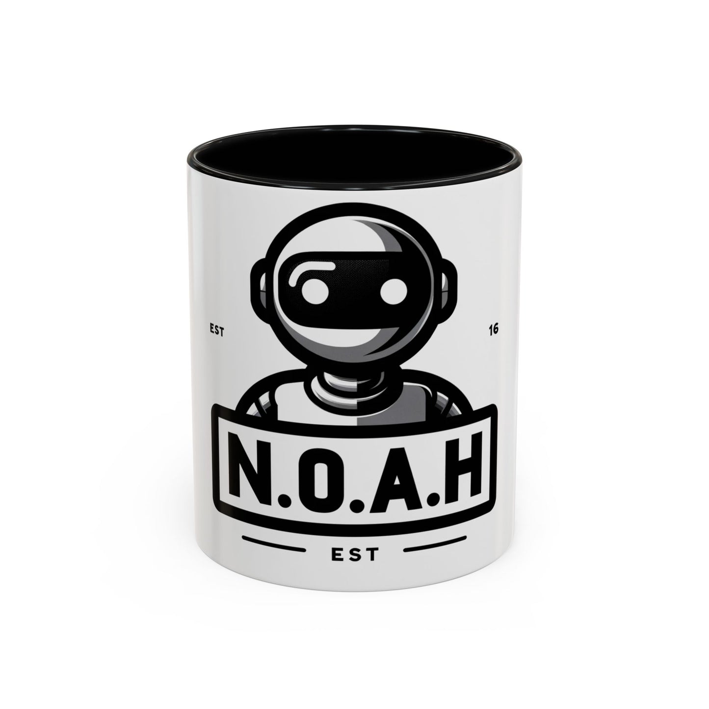 N.O.A.H™ Robot Accent Coffee Mug — Personalized Name Coffee Cup (11/15oz)