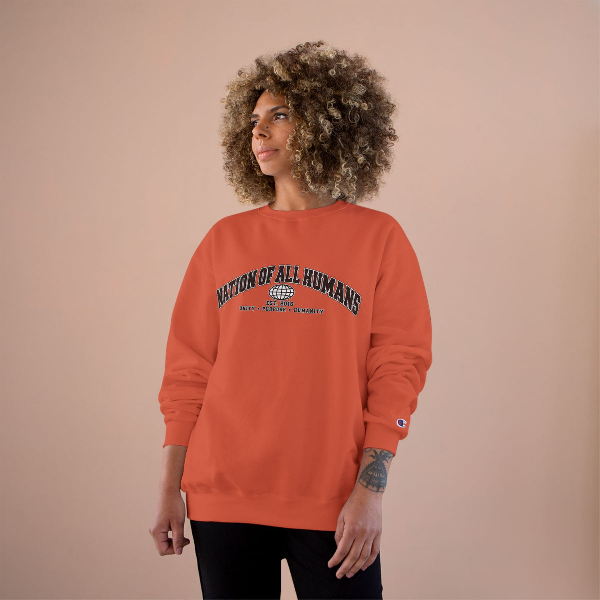 Nation of All Humans™ Champion Sweatshirt — Graphic Crewneck