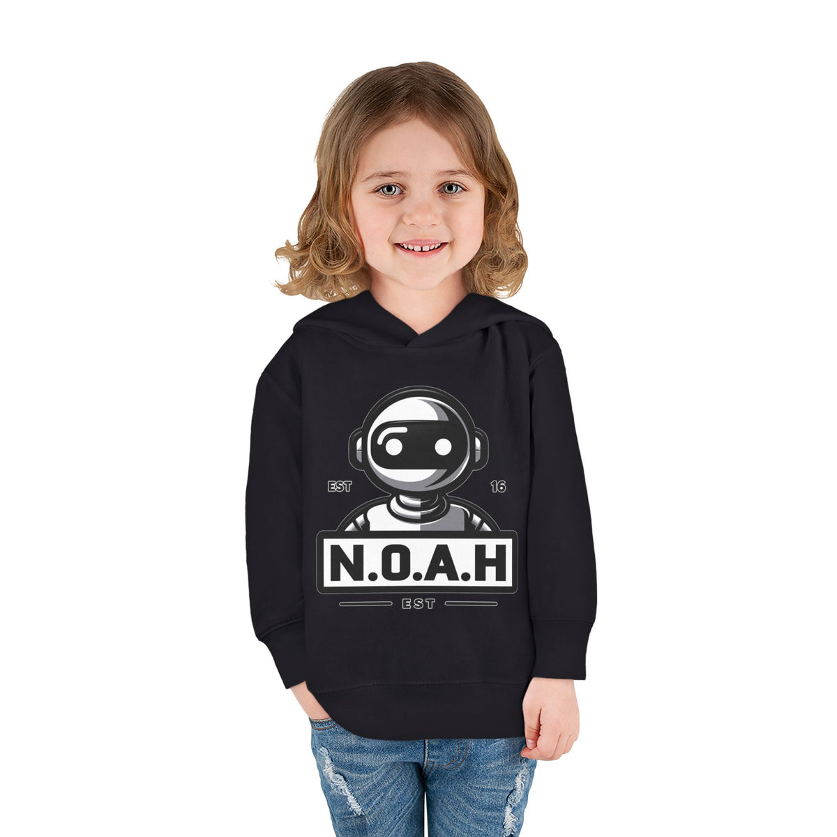 N.O.A.H™ Robot Kids Hoodie — Toddler Pullover with Logo front & Back 'Nation of All Humans' Graphic