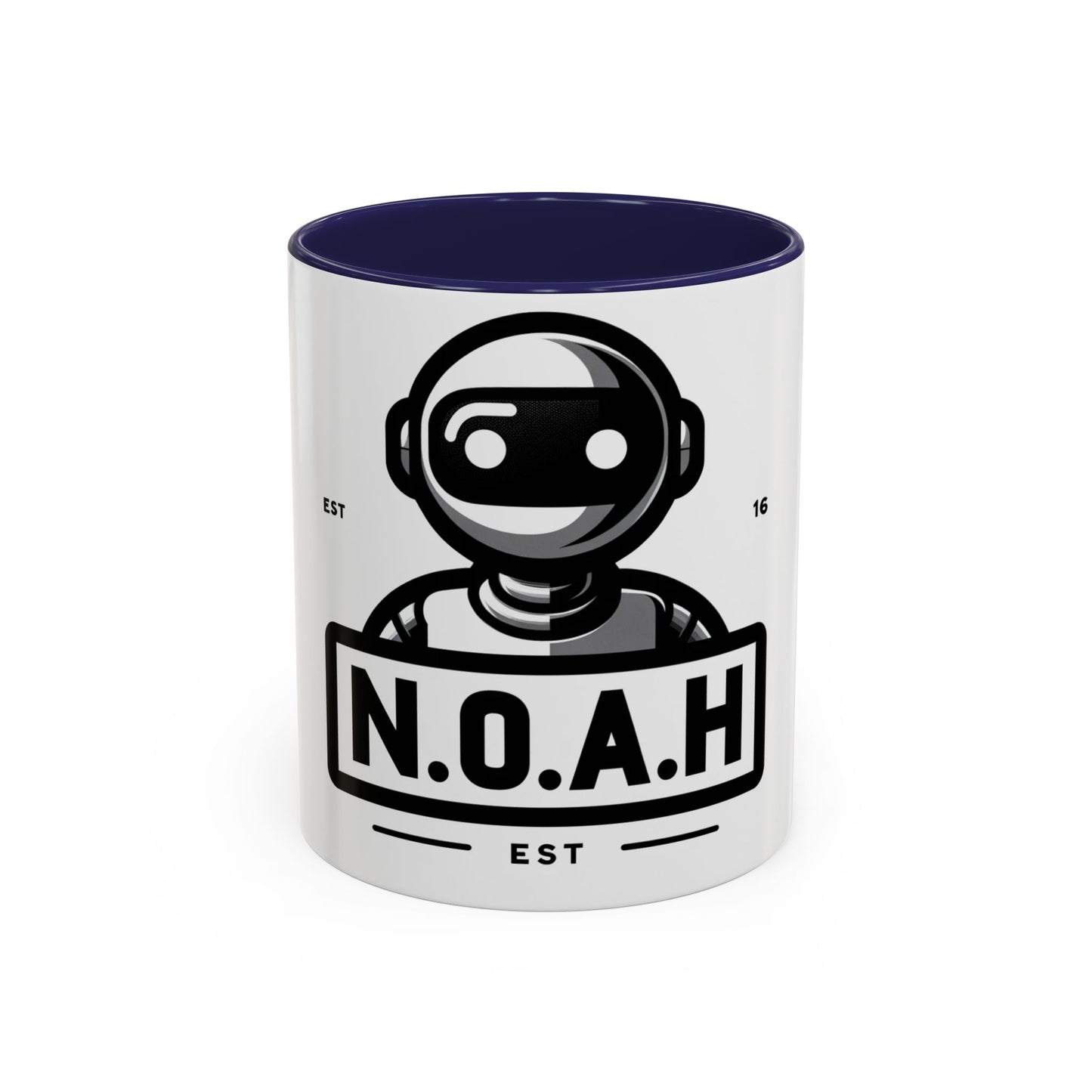 N.O.A.H™ Robot Accent Coffee Mug — Personalized Name Coffee Cup (11/15oz)