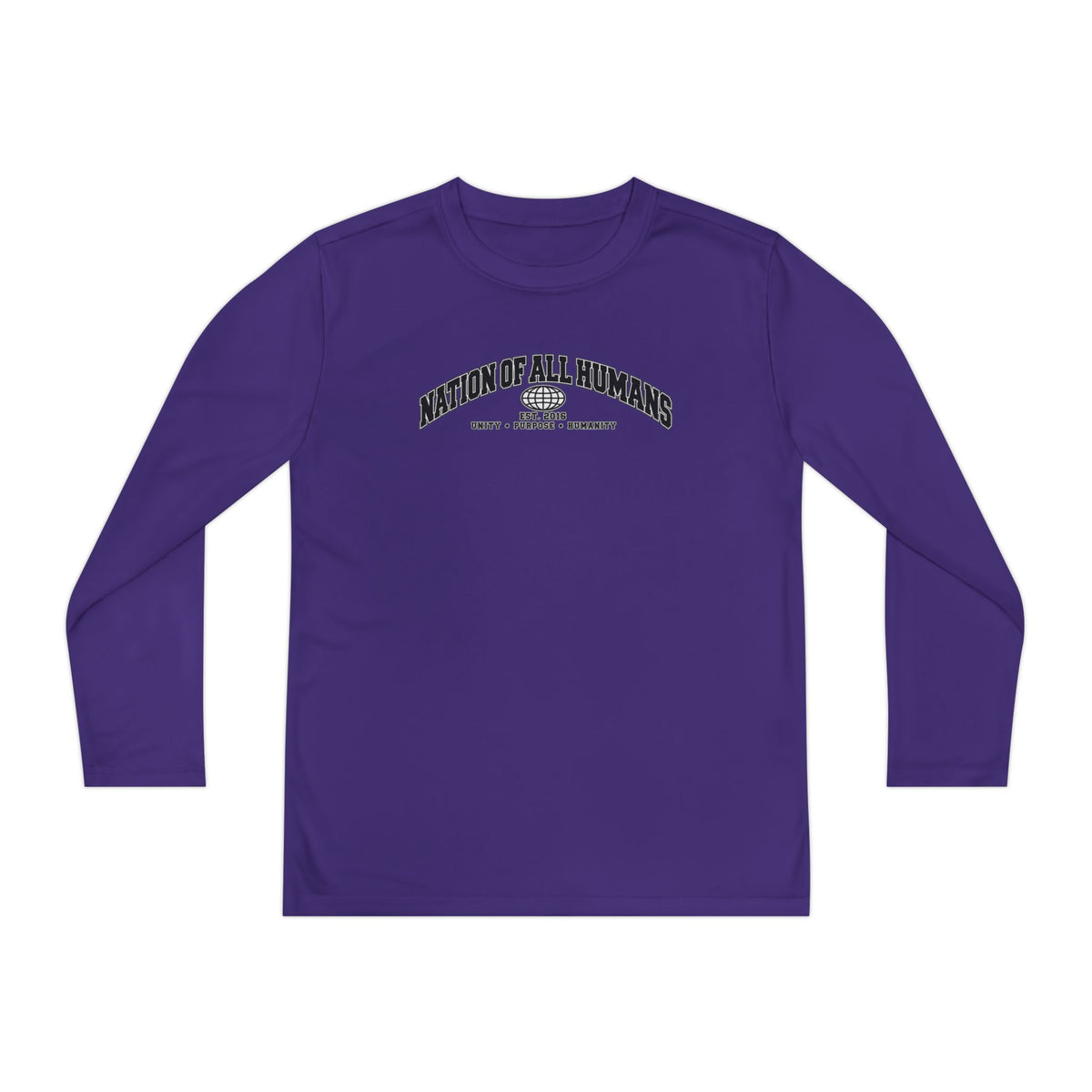 Youth Long Sleeve Tee — Nation of All Humans™ Team Number 26 Personalized Back print