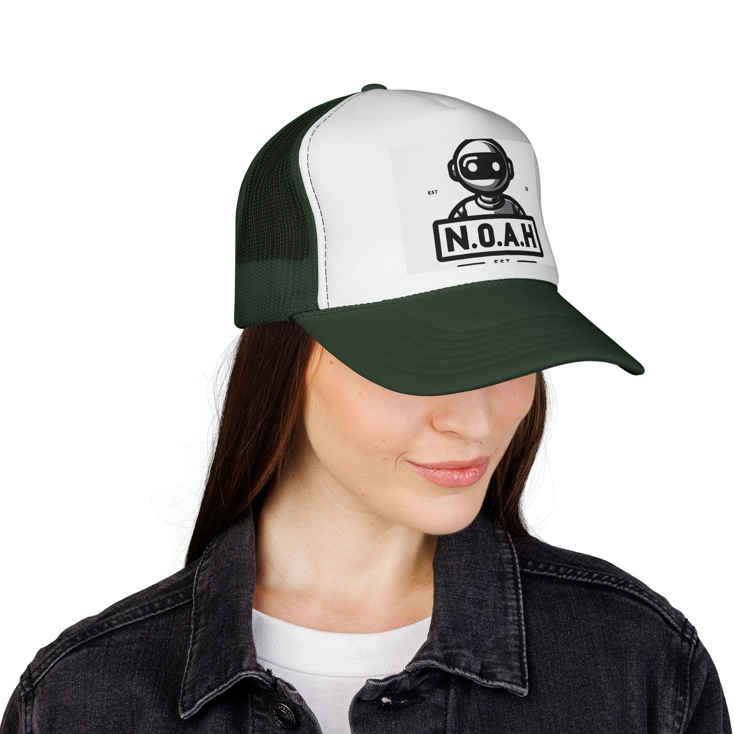 N.O.A.H™ Robot head Logo Trucker Cap — Retro Space Pilot Mesh Hat