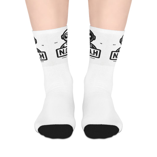 Mid-Length Socks —N.O.A.H™ Robot Head Graphic Crew Socks (EST 16)