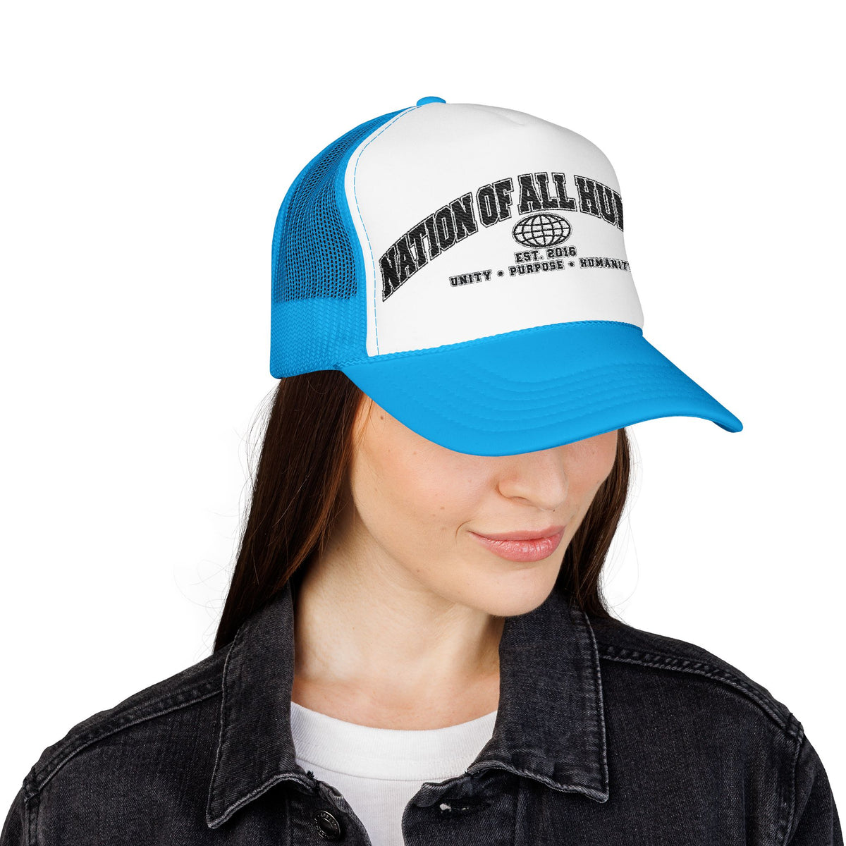 Nation of All Humans™ Foam Trucker Hat – Retro Globe Mesh Foam Cap