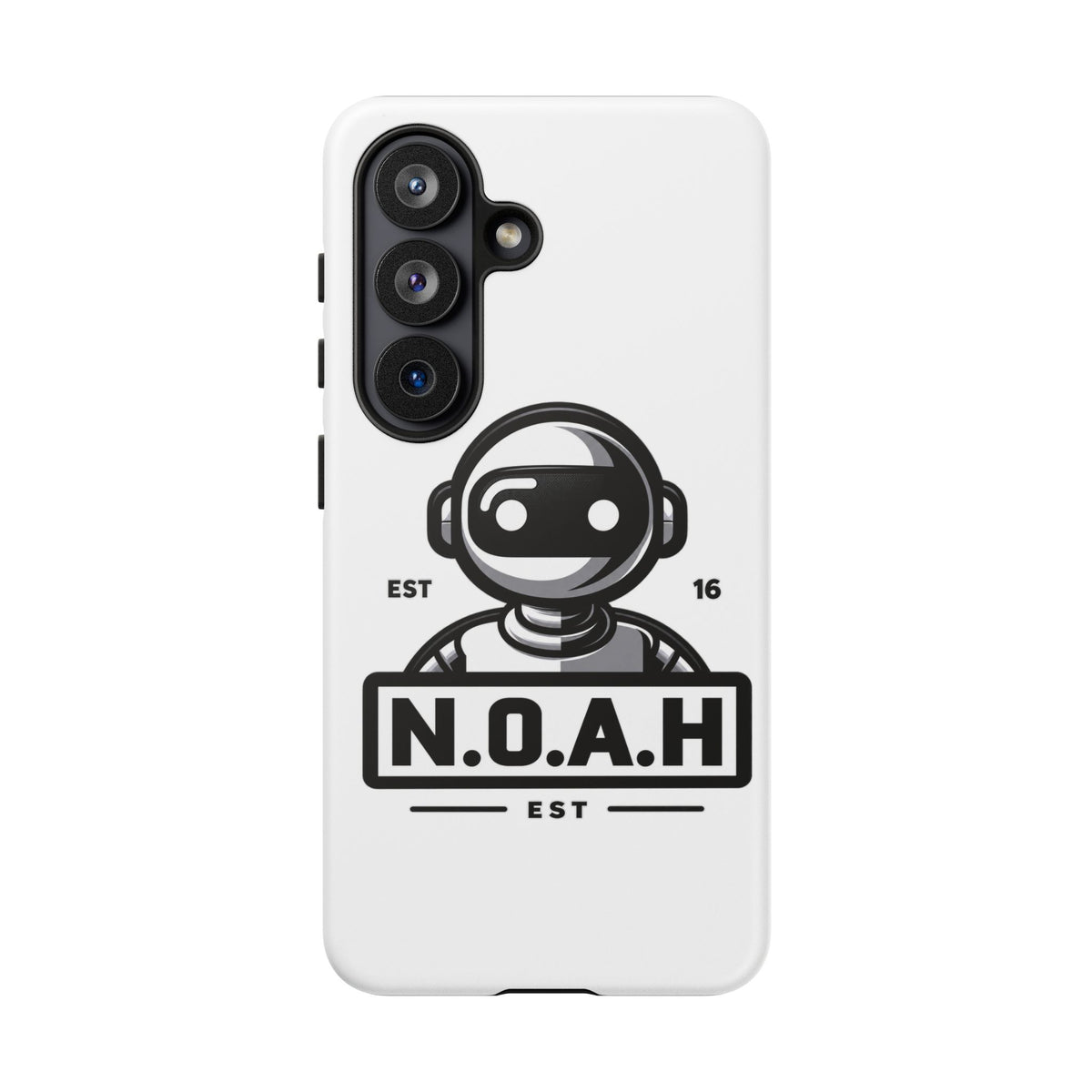 N.O.A.H™ Robot Phone Case — Retro Monochrome Tech Logo Protective Case