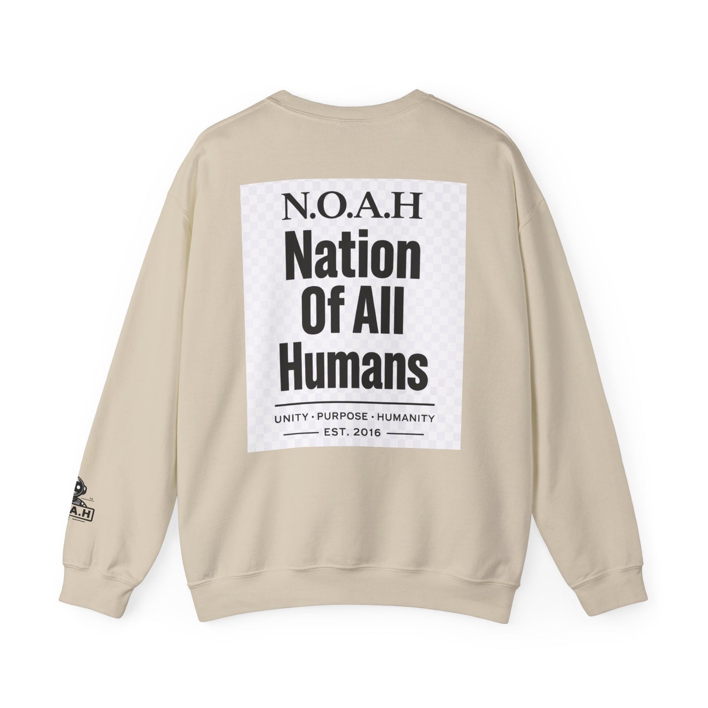 Nation of All Humans™ Crewneck Sweatshirt – N.O.A.H™ Unity Graphic Pullover