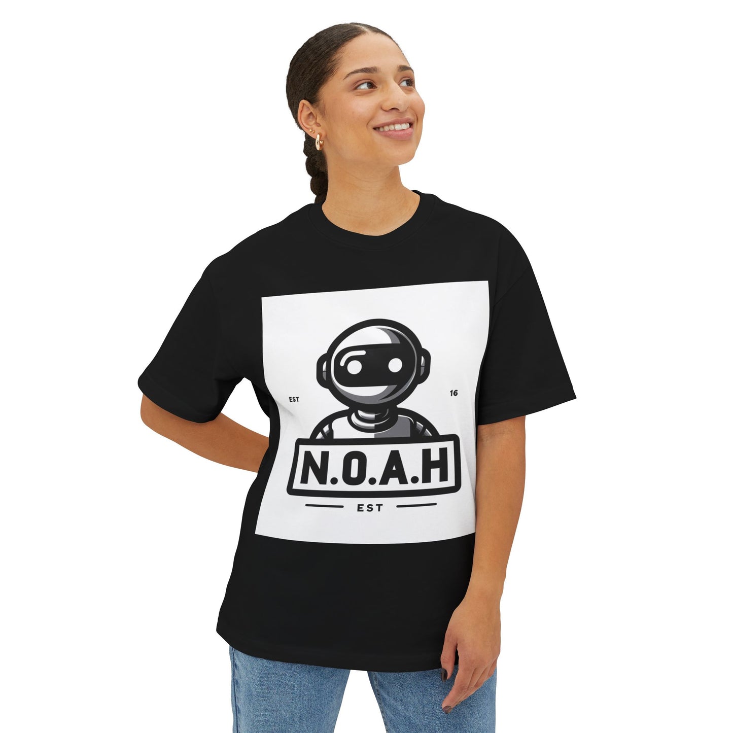 N.O.A.H™ Robot Logo Tee — Retro Space Graphic Boxy T‑Shirt