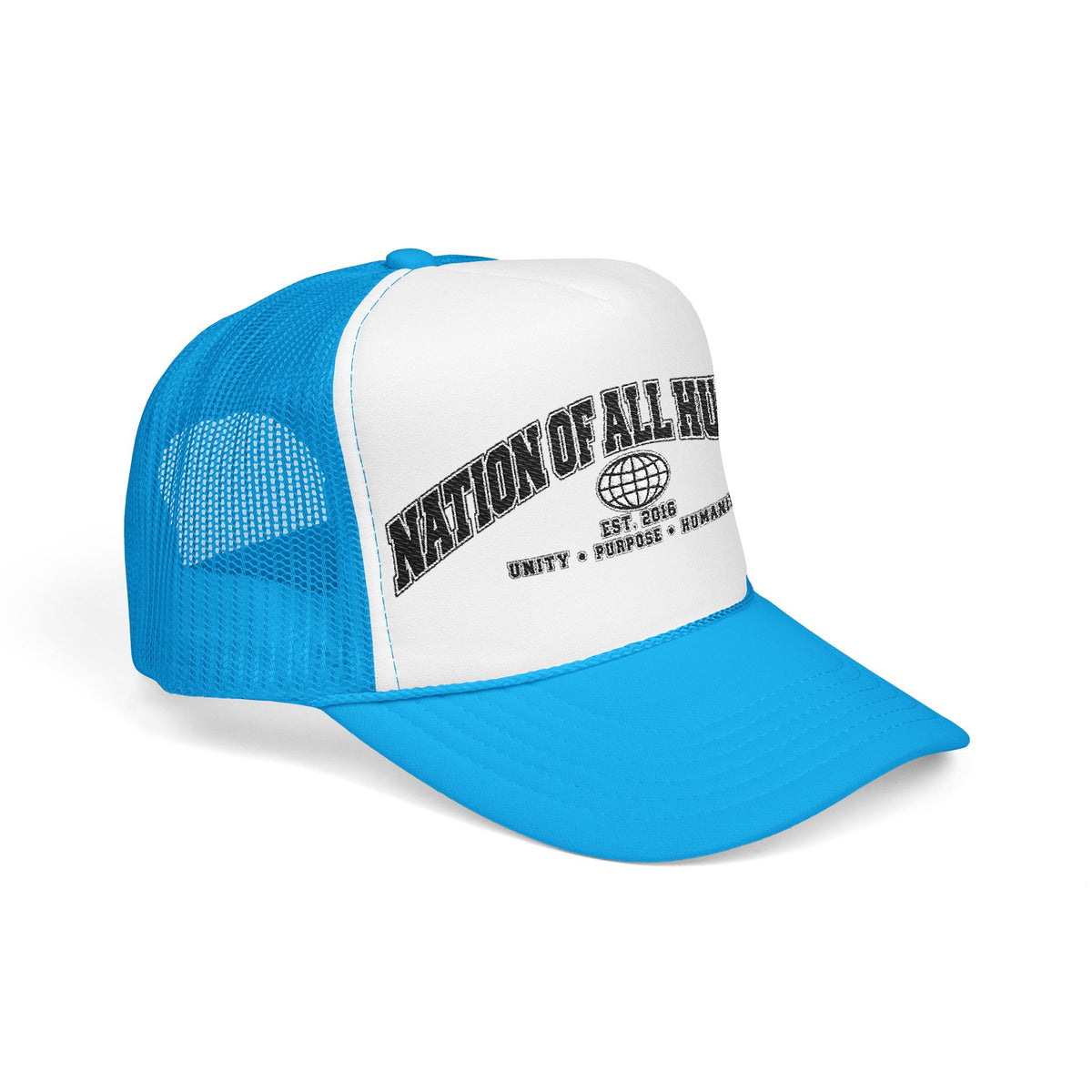Nation of All Humans™ Foam Trucker Hat – Retro Globe Mesh Foam Cap