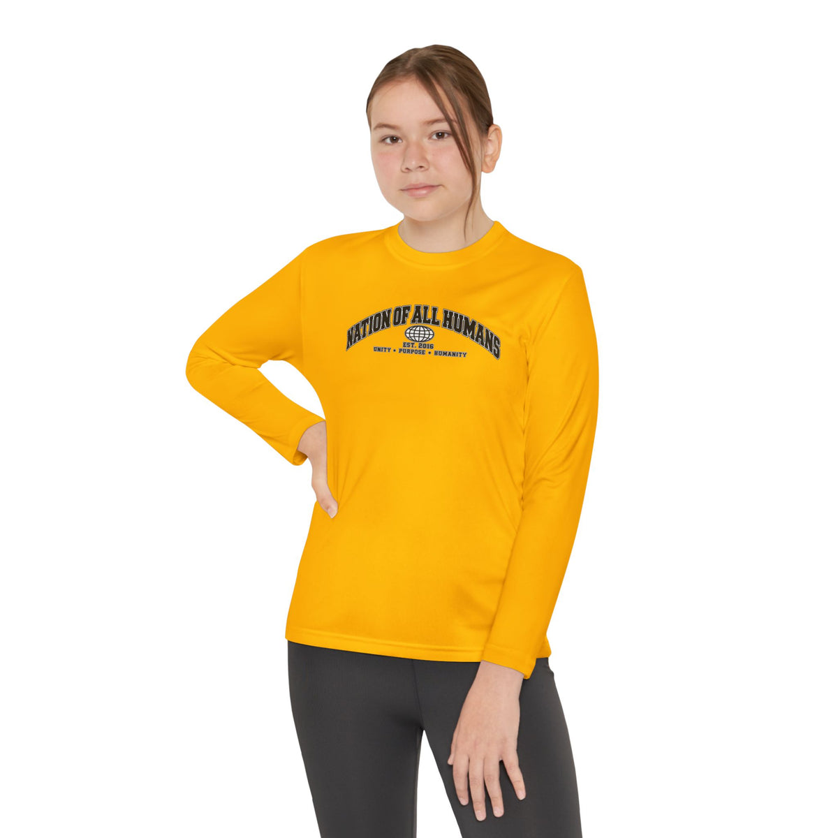 Youth Long Sleeve Tee — Nation of All Humans™ Team Number 26 Personalized Back print