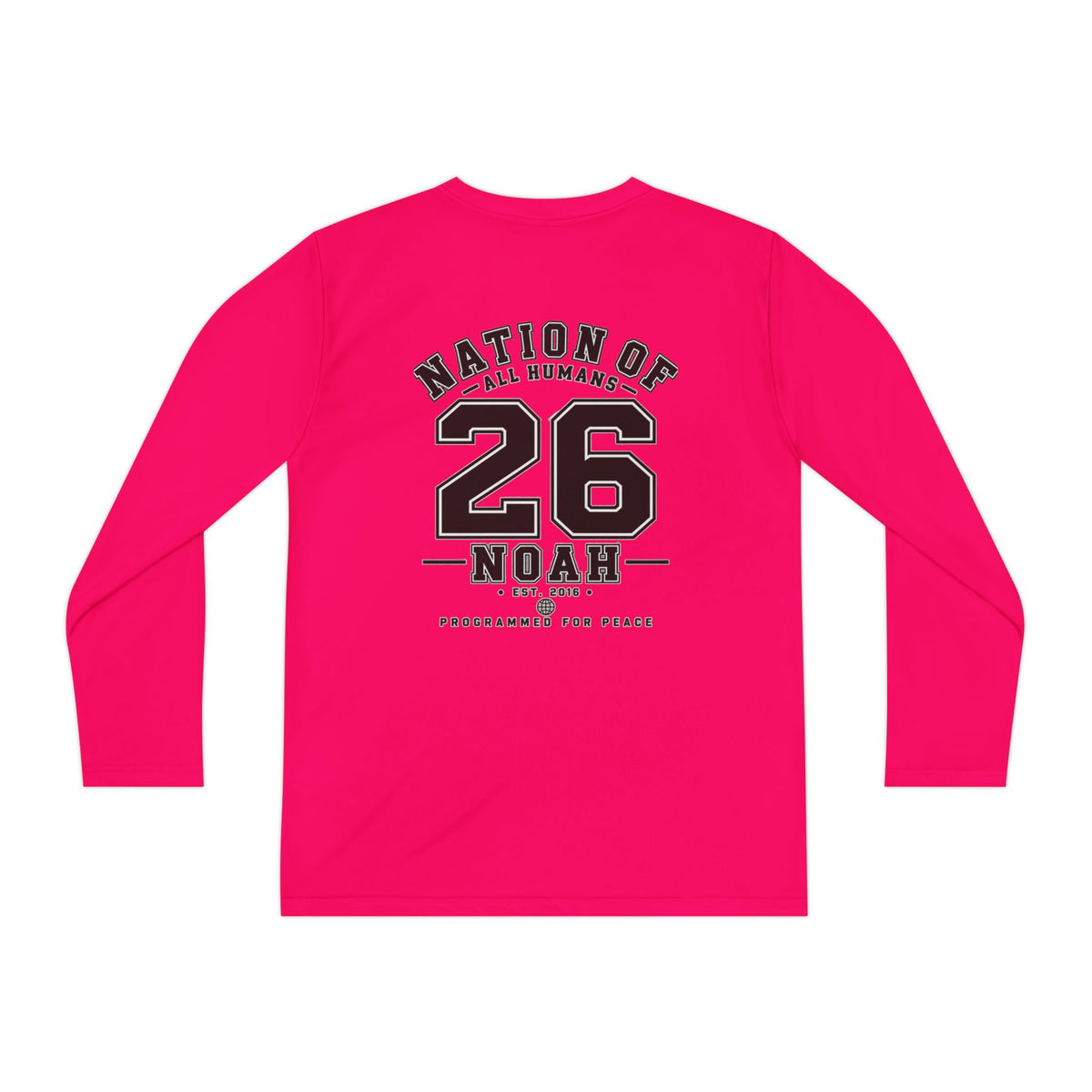Youth Long Sleeve Tee — Nation of All Humans™ Team Number 26 Personalized Back print