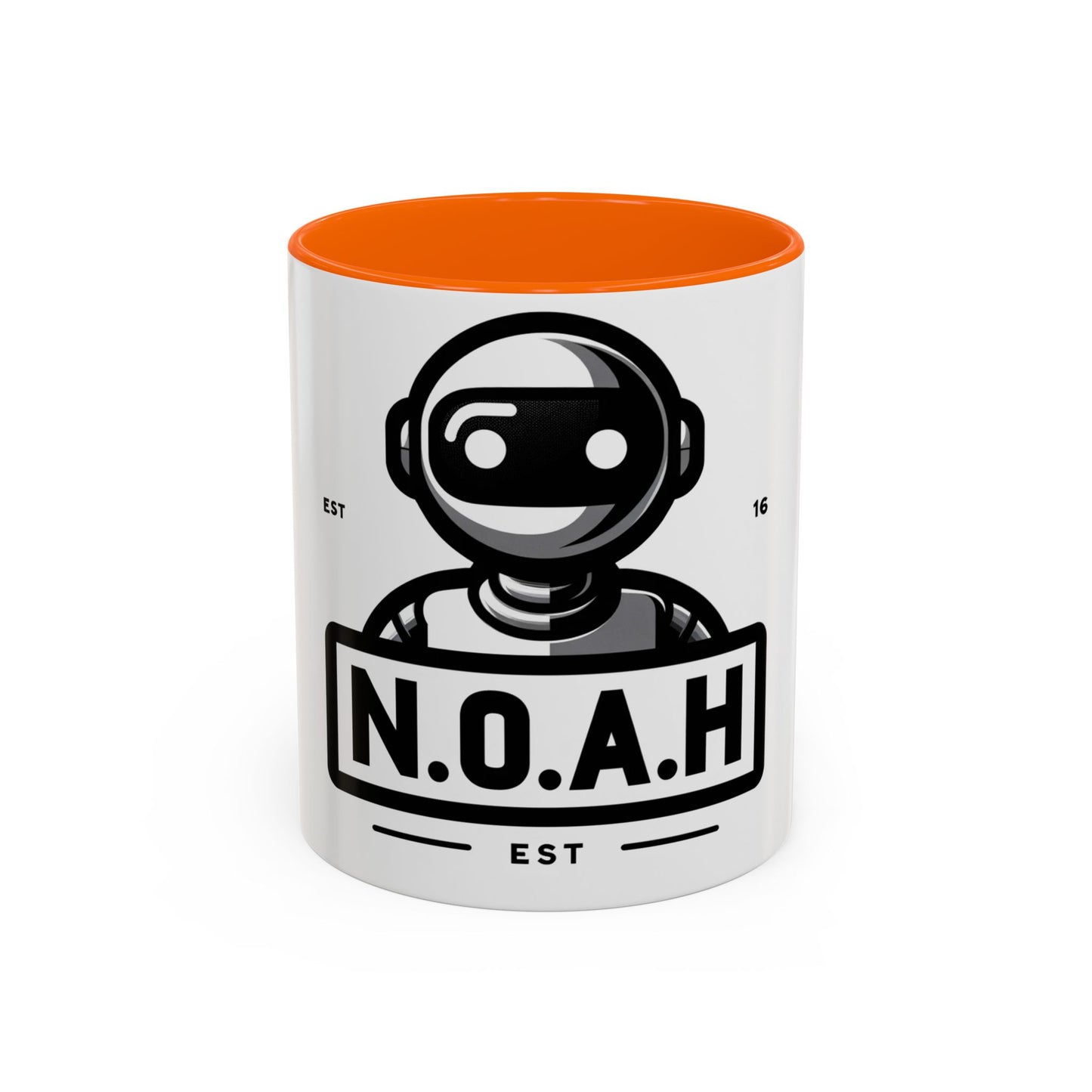N.O.A.H™ Robot Accent Coffee Mug — Personalized Name Coffee Cup (11/15oz)