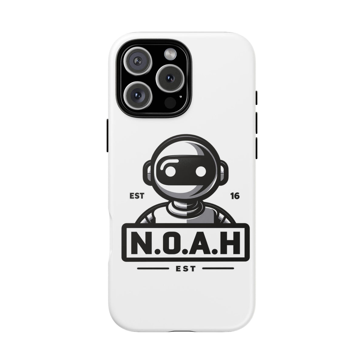 N.O.A.H™ Robot Phone Case — Retro Monochrome Tech Logo Protective Case