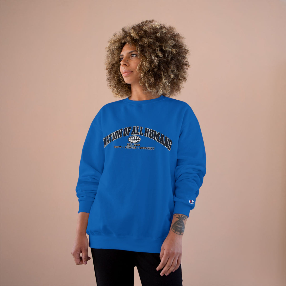 Nation of All Humans™ Champion Sweatshirt — Graphic Crewneck
