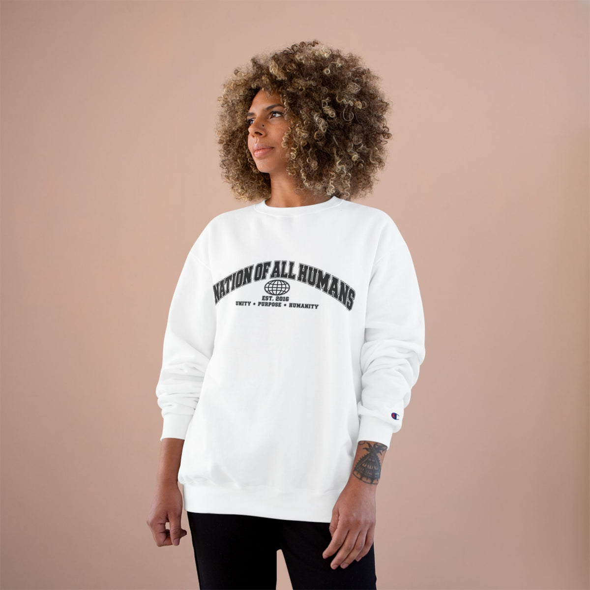 Nation of All Humans™ Champion Sweatshirt — Graphic Crewneck