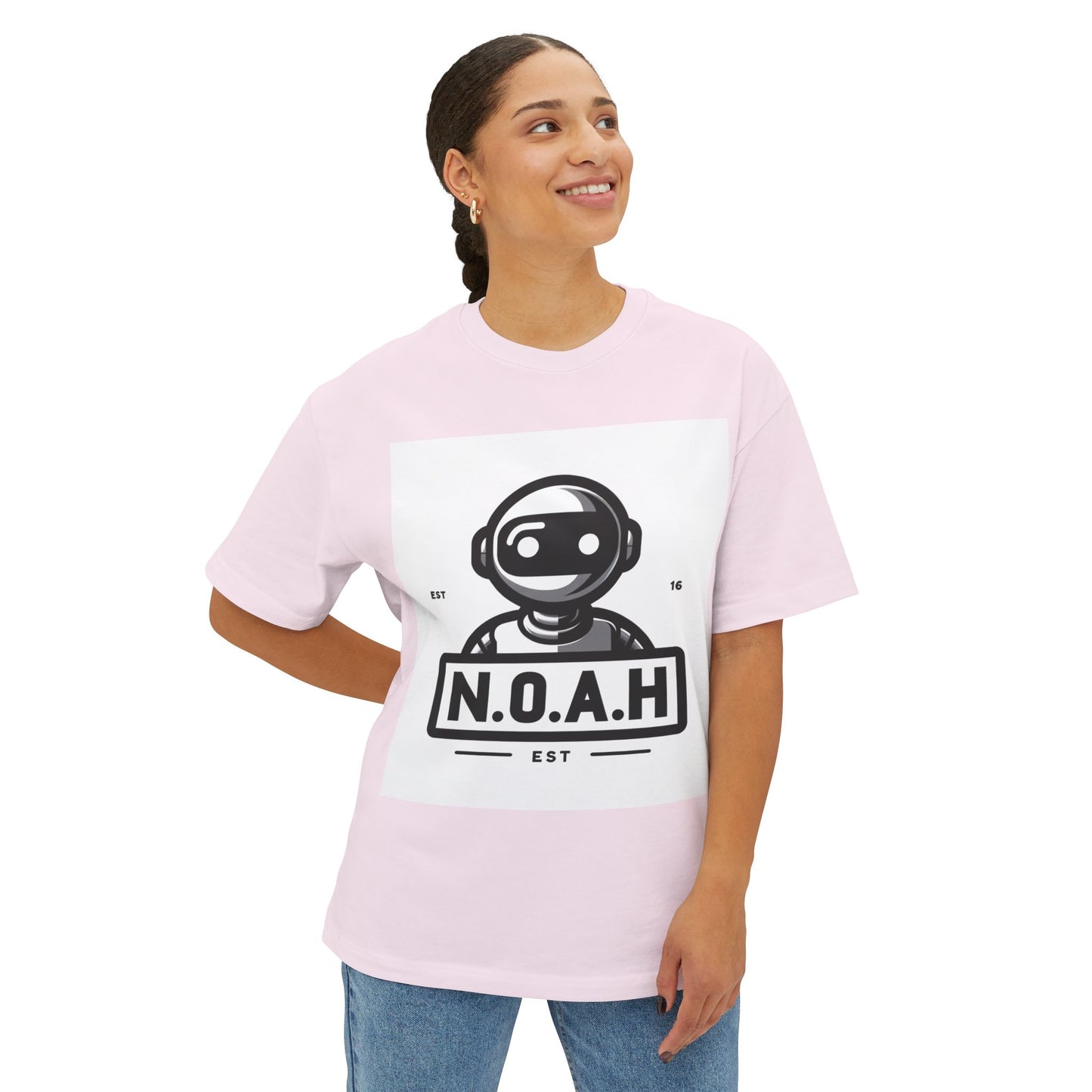 N.O.A.H™ Robot Logo Tee — Retro Space Graphic Boxy T‑Shirt