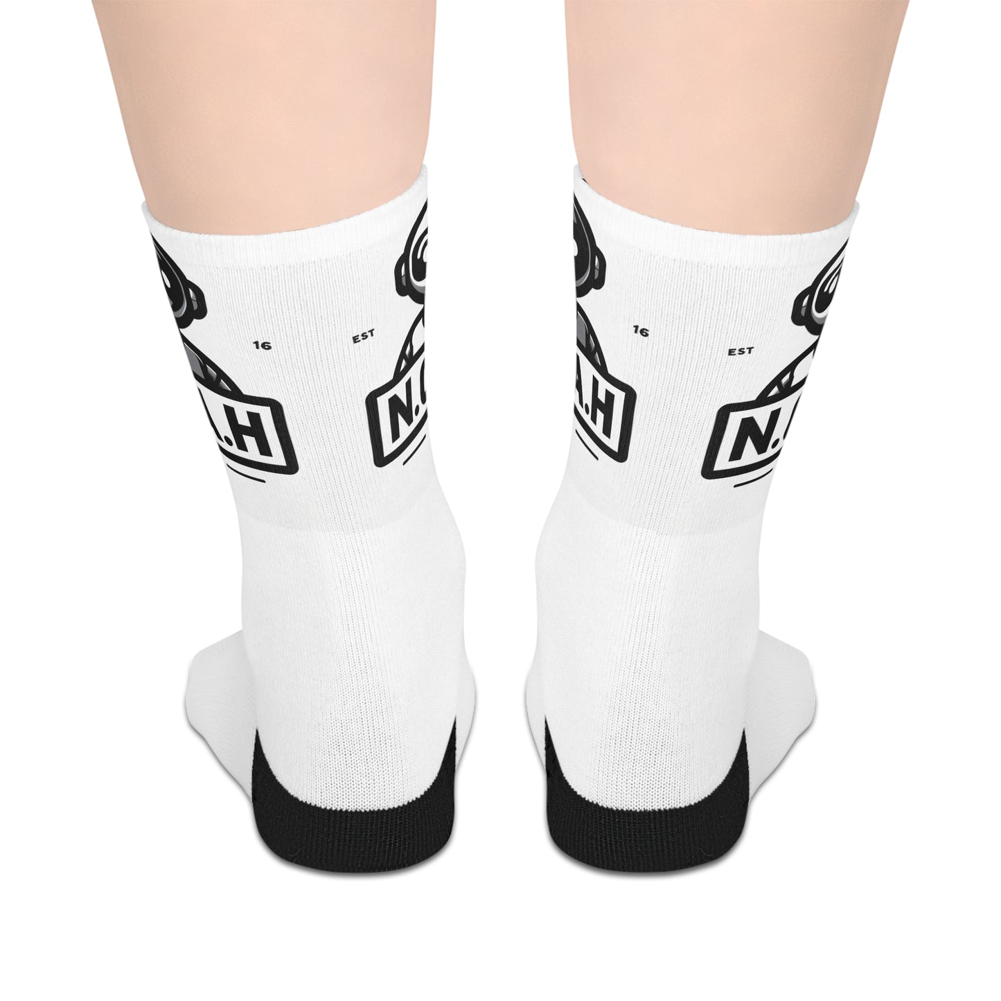 Mid-Length Socks —N.O.A.H™ Robot Head Graphic Crew Socks (EST 16)