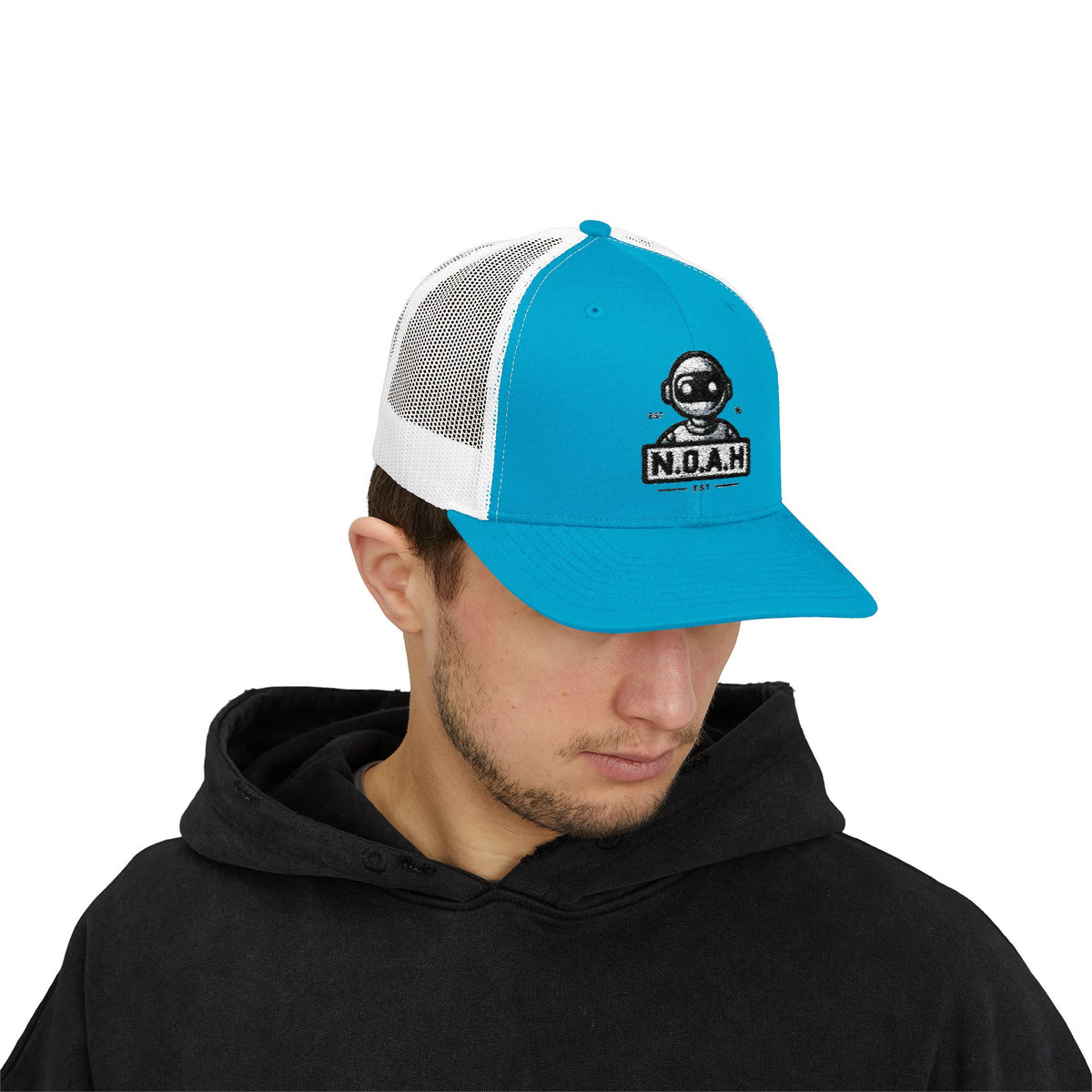 N.O.A.H™ Trucker Cap — Retro Robot 'NOAH' Embroidered Snapback
