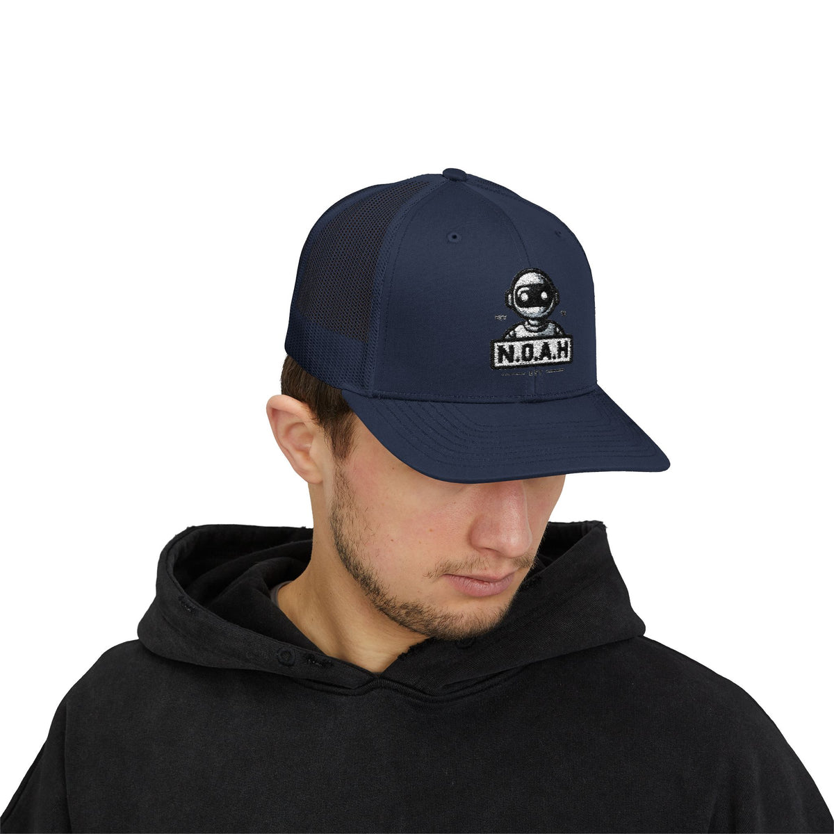 N.O.A.H™ Trucker Cap — Retro Robot 'NOAH' Embroidered Snapback
