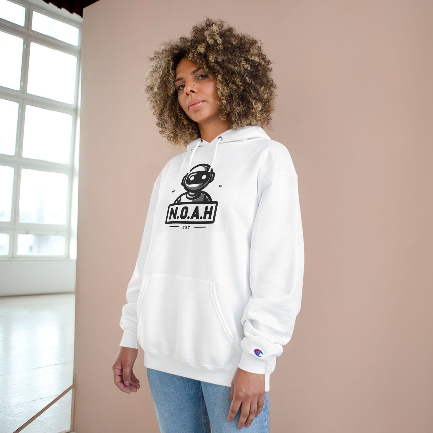 N.O.A.H™ Robot Head Hoodie — Vintage Space Logo Champion Pullover