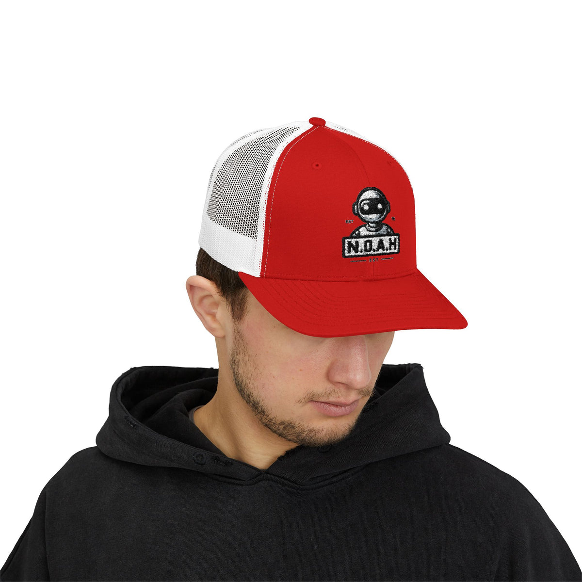 N.O.A.H™ Trucker Cap — Retro Robot 'NOAH' Embroidered Snapback