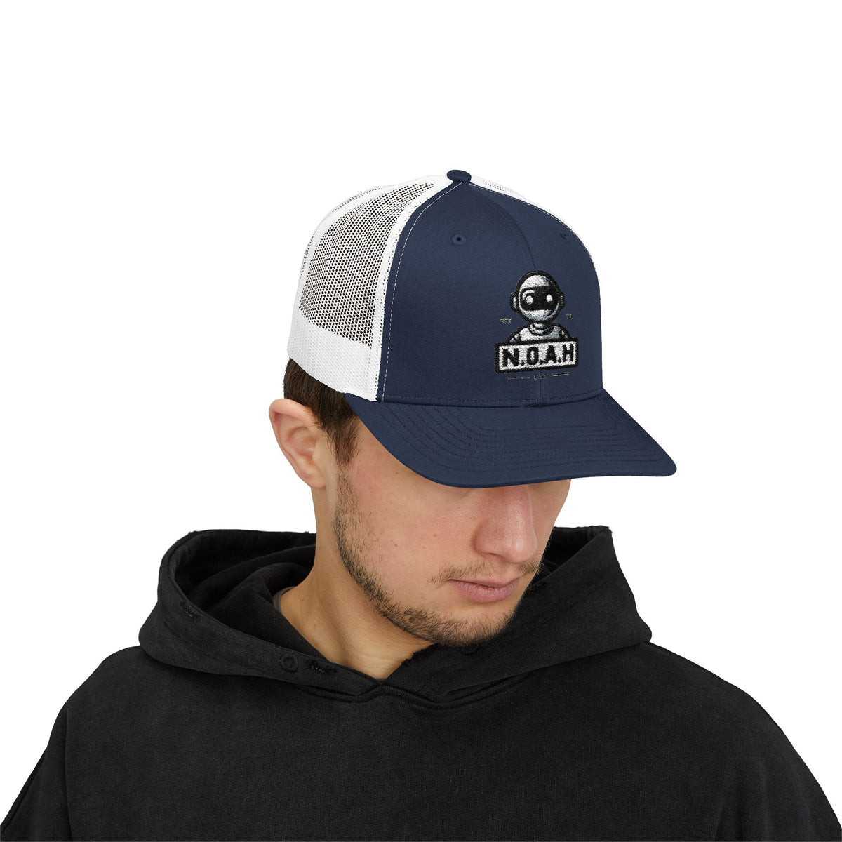 N.O.A.H™ Trucker Cap — Retro Robot 'NOAH' Embroidered Snapback