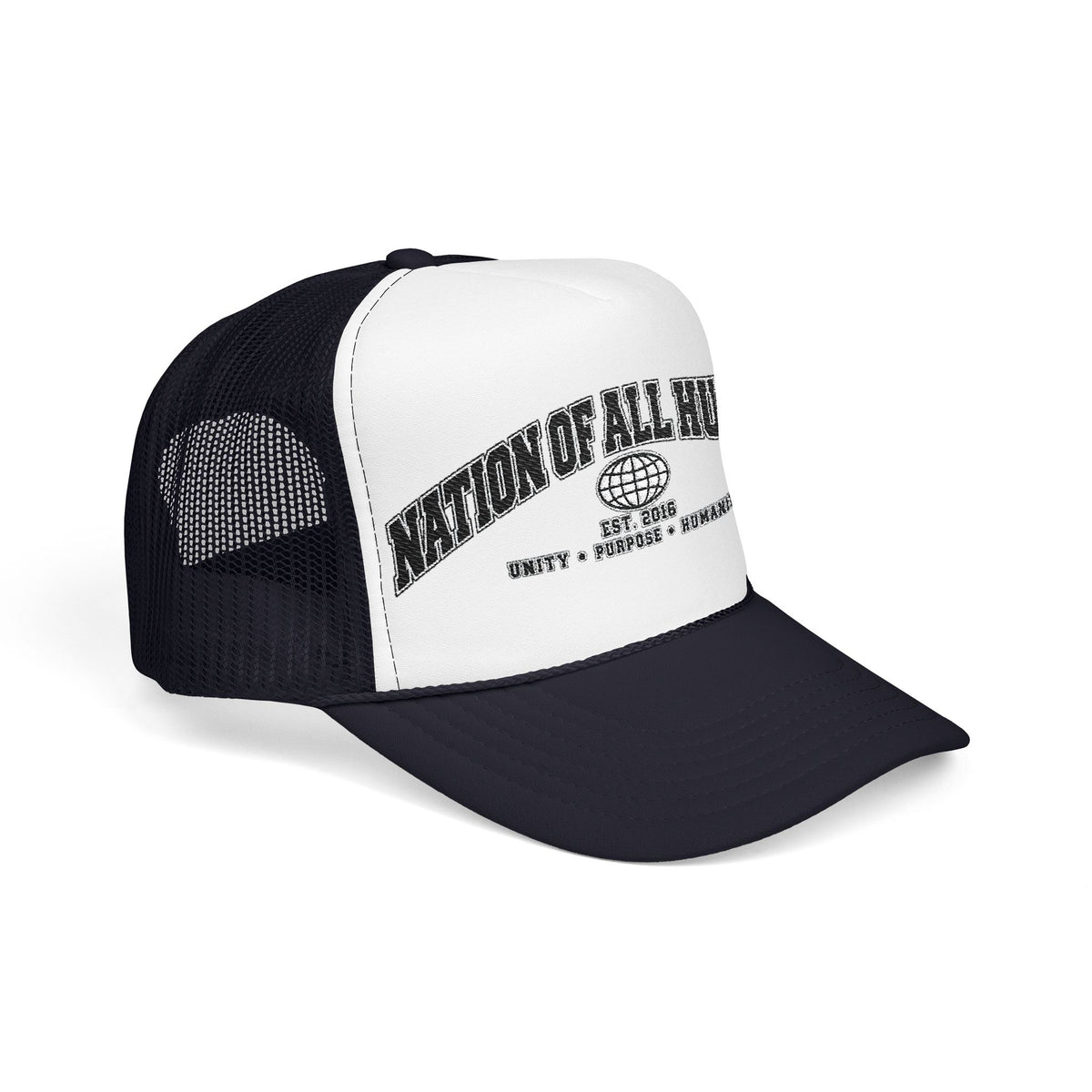 Nation of All Humans™ Foam Trucker Hat – Retro Globe Mesh Foam Cap