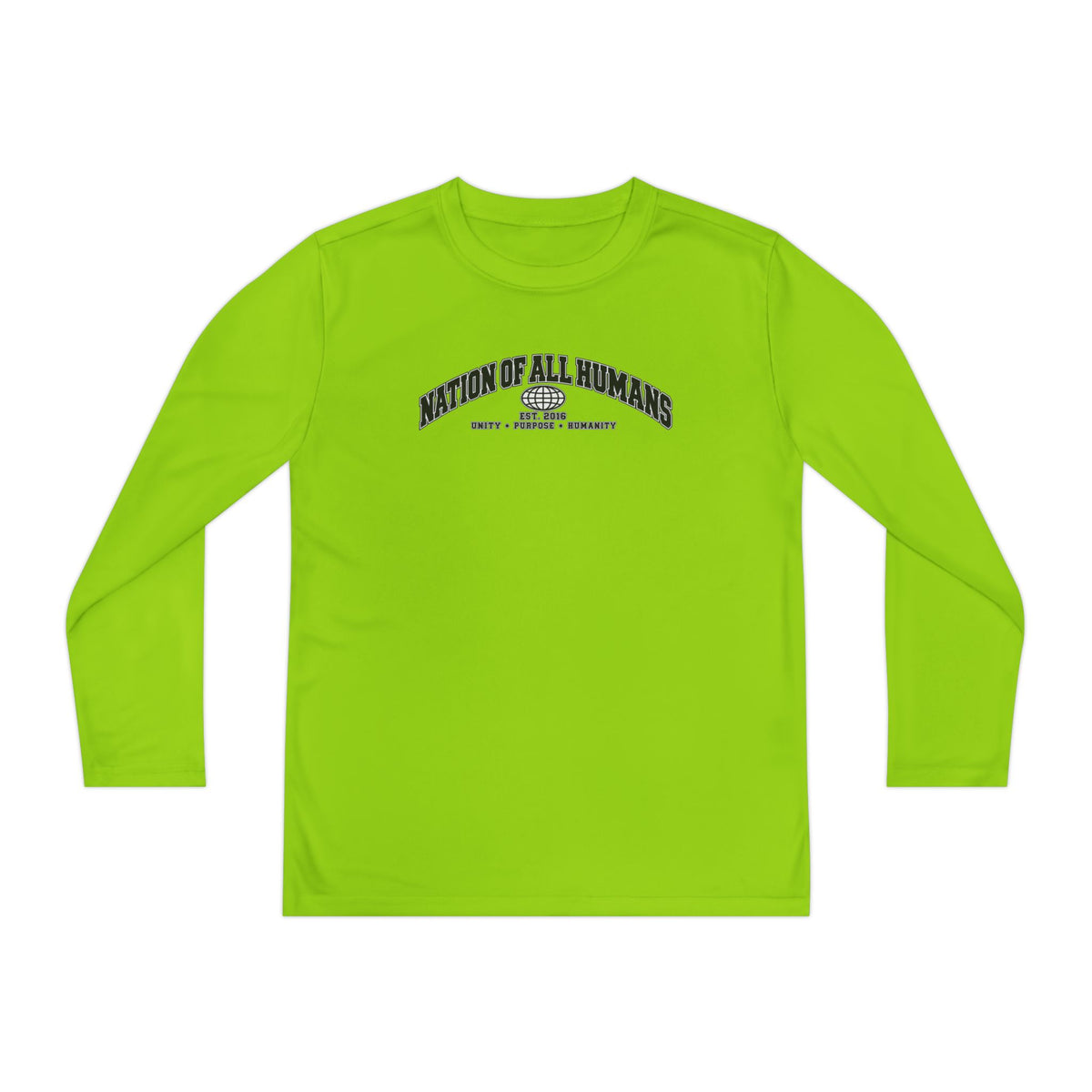 Youth Long Sleeve Tee — Nation of All Humans™ Team Number 26 Personalized Back print