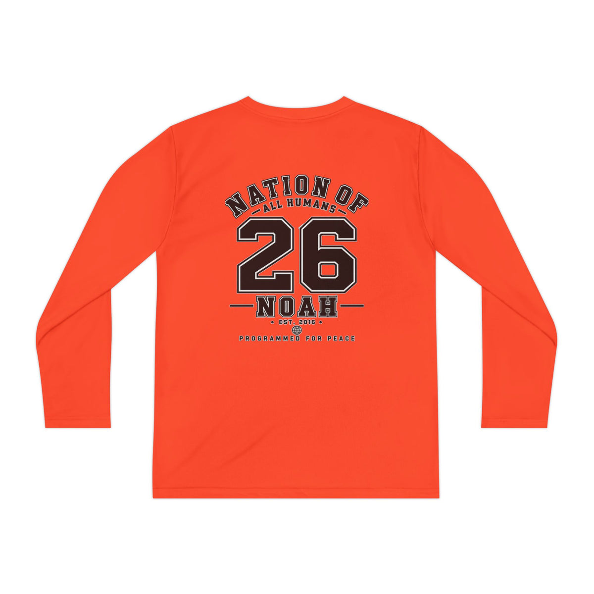 Youth Long Sleeve Tee — Nation of All Humans™ Team Number 26 Personalized Back print