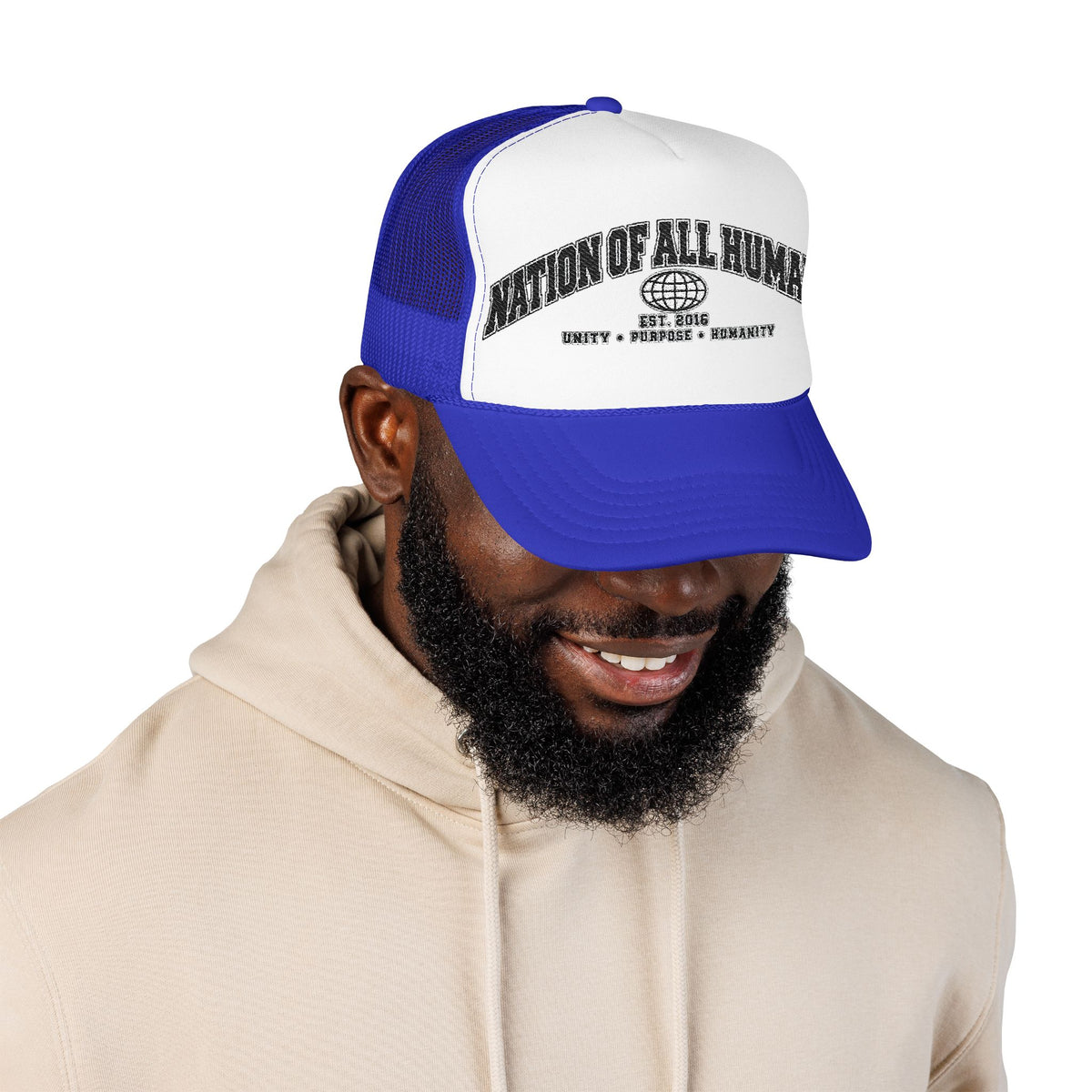 Nation of All Humans™ Foam Trucker Hat – Retro Globe Mesh Foam Cap