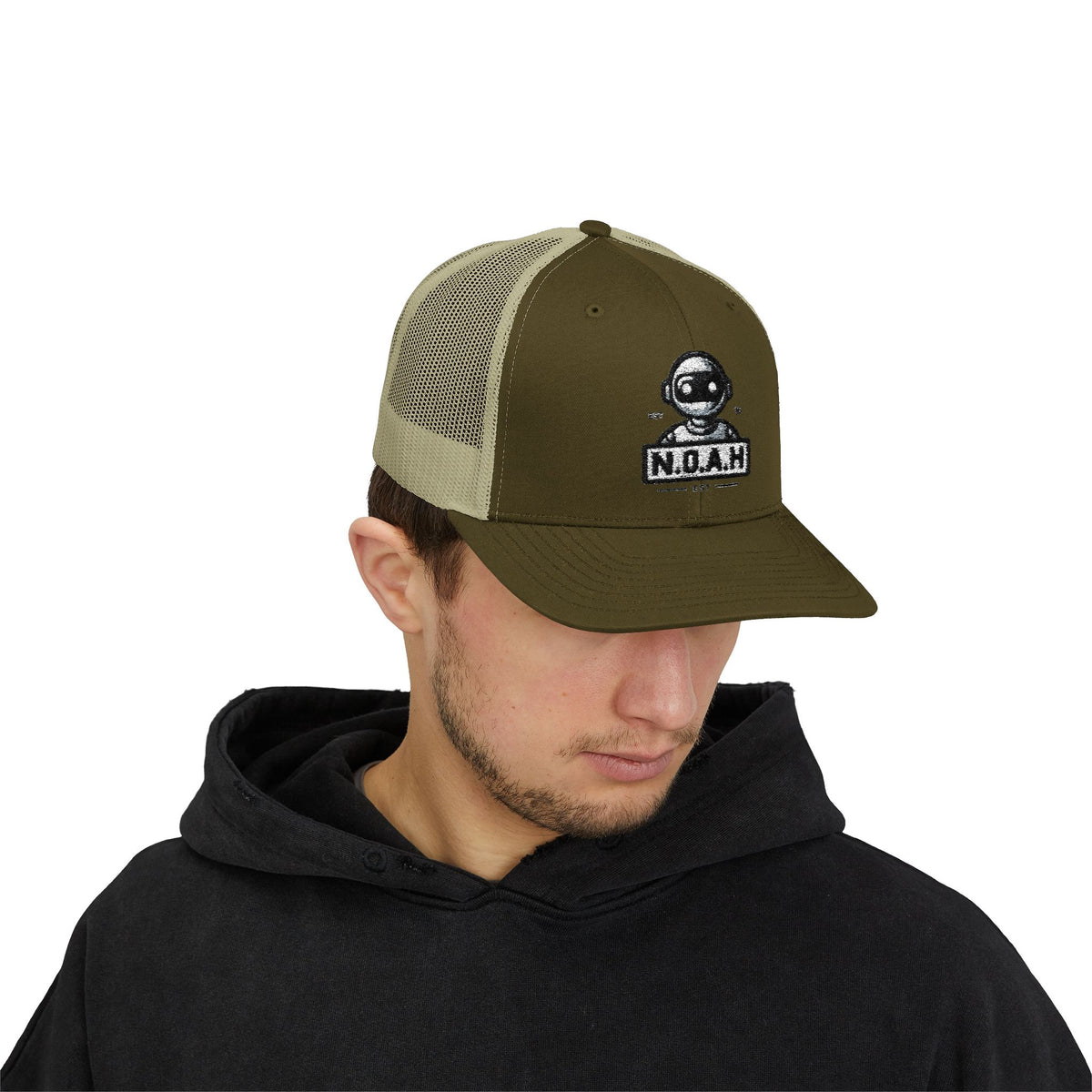 N.O.A.H™ Trucker Cap — Retro Robot 'NOAH' Embroidered Snapback