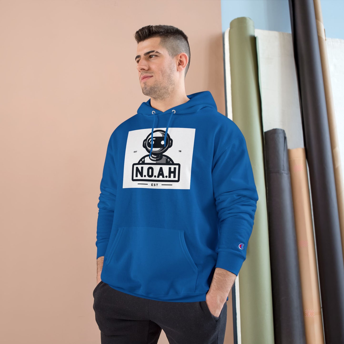 N.O.A.H™ Robot Head Hoodie — Vintage Space Logo Champion Pullover
