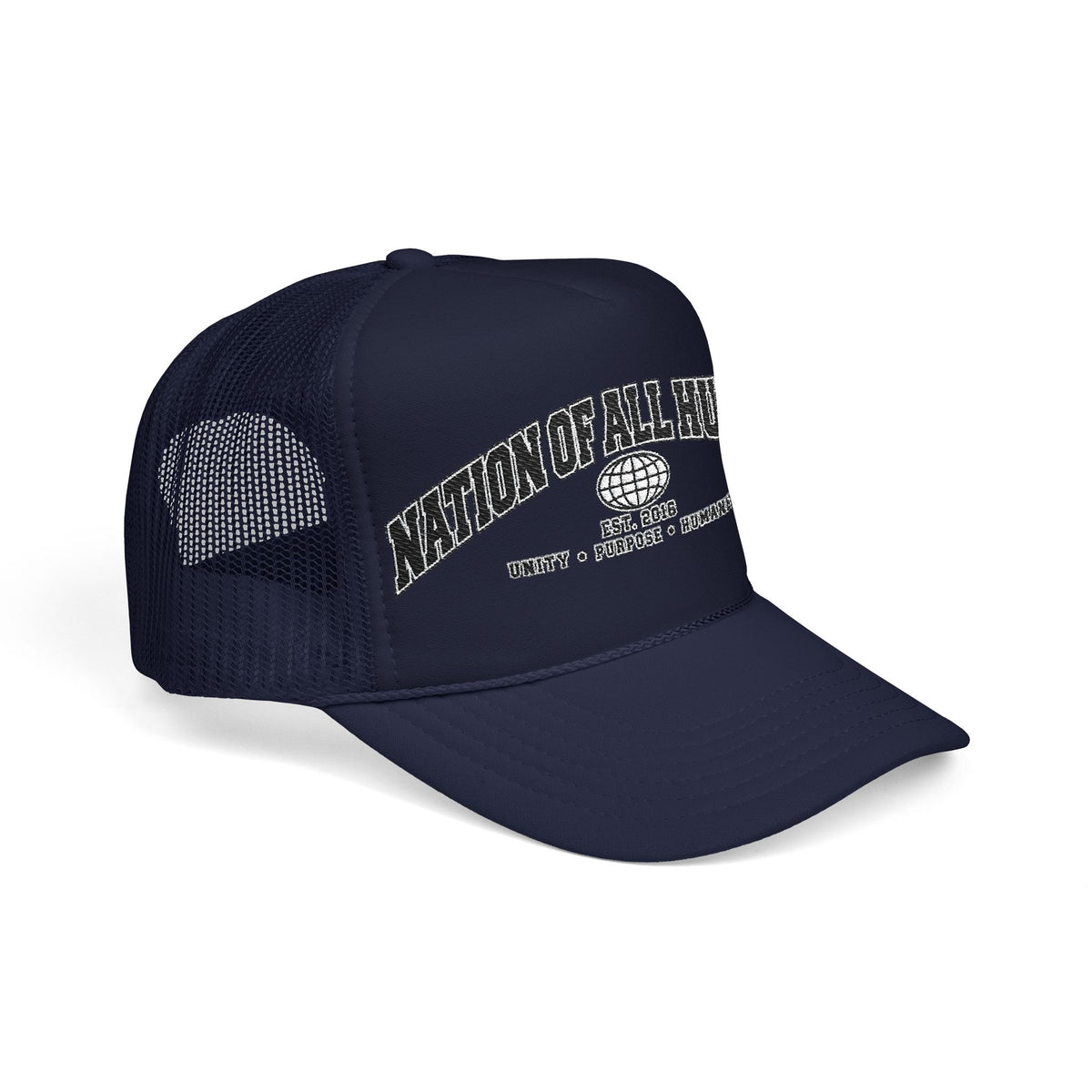 Nation of All Humans™ Foam Trucker Hat – Retro Globe Mesh Foam Cap
