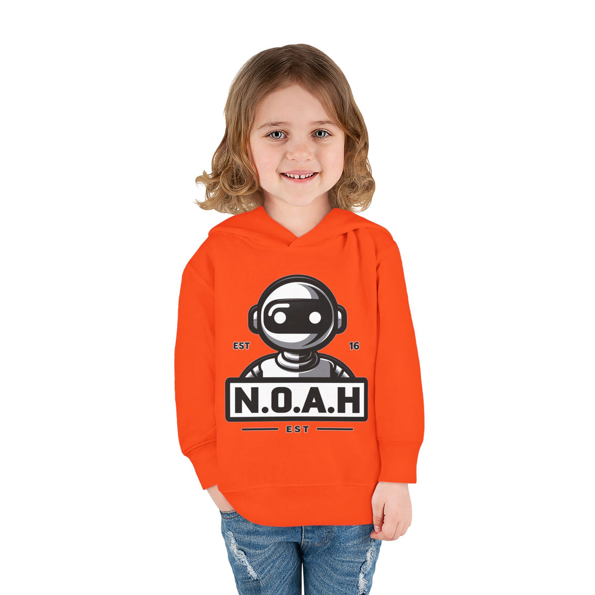 N.O.A.H™ Robot Kids Hoodie — Toddler Pullover with Logo front & Back 'Nation of All Humans' Graphic