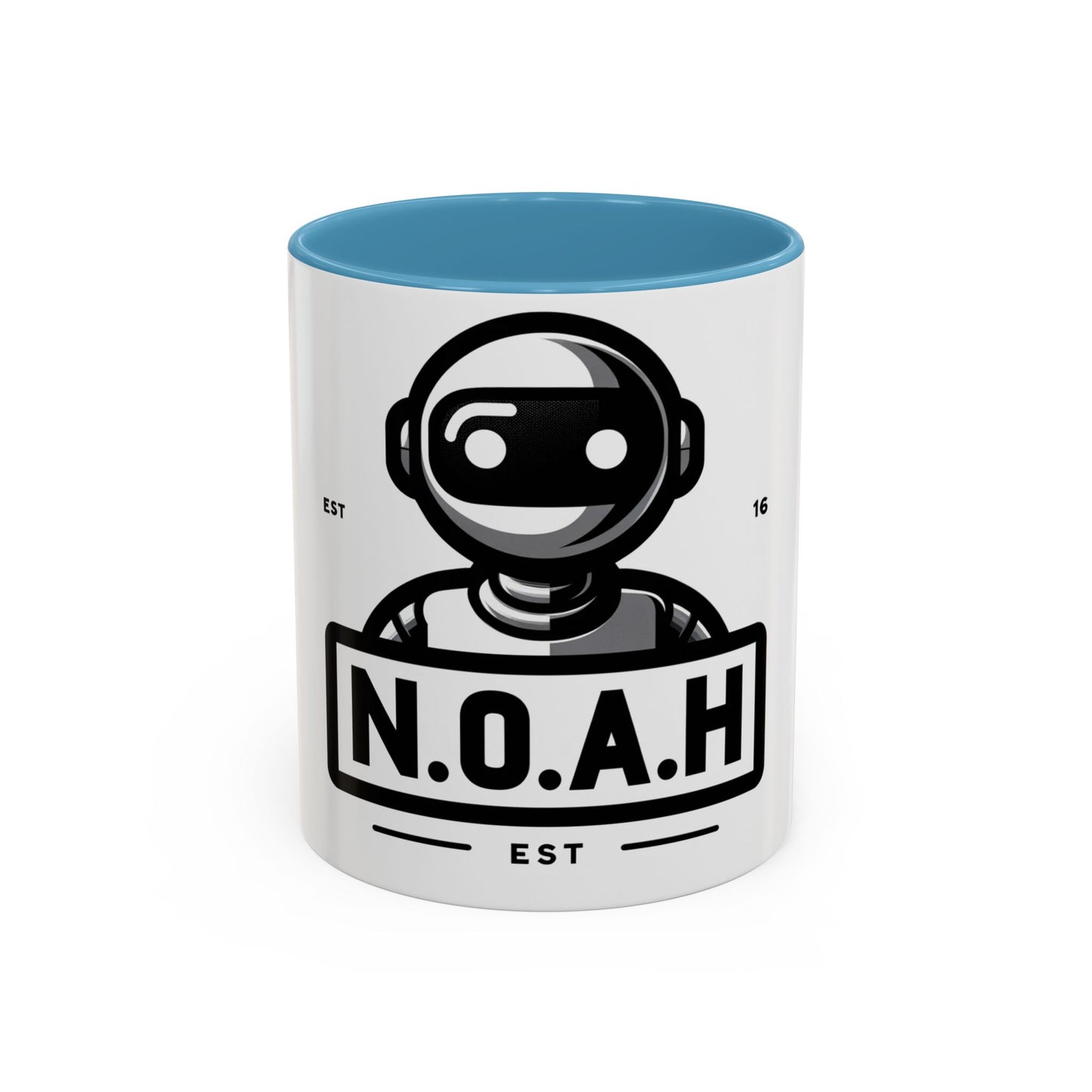 N.O.A.H™ Robot Accent Coffee Mug — Personalized Name Coffee Cup (11/15oz)