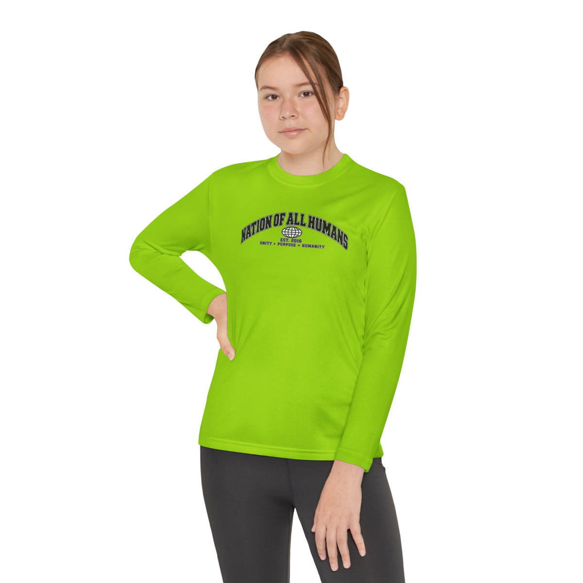 Youth Long Sleeve Tee — Nation of All Humans™ Team Number 26 Personalized Back print